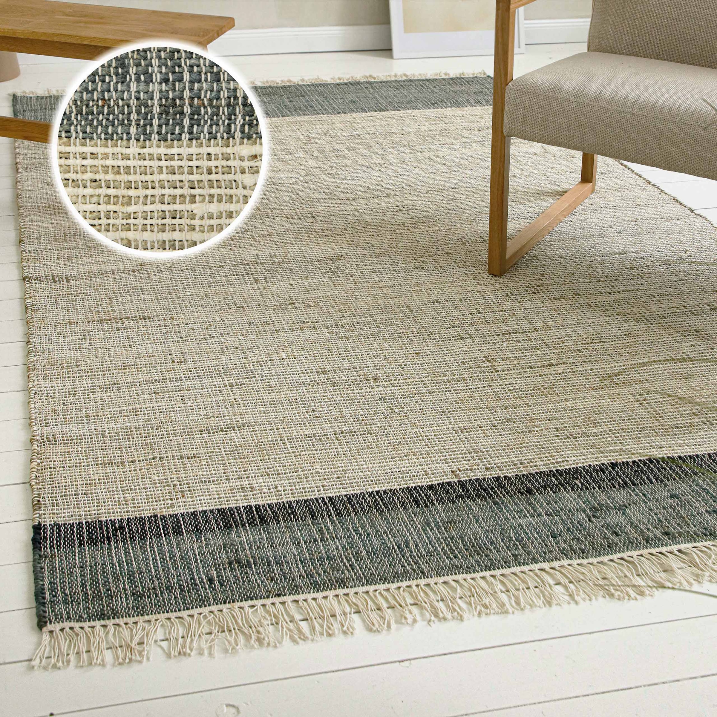 OTTO home Teppich "Bennii" rechteckig 4 Höhe 80% Jute, handgewebt, mit Fran günstig online kaufen