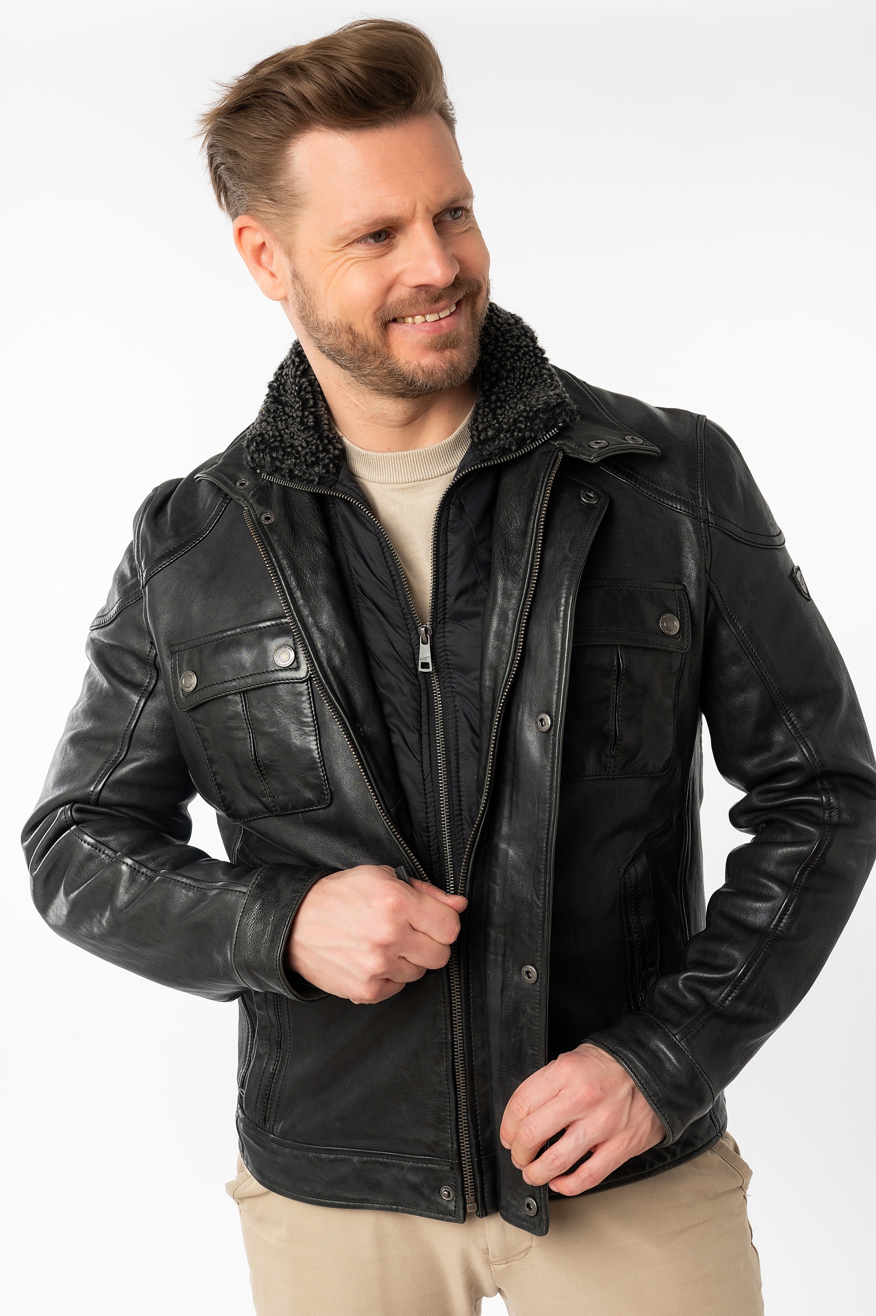 Mauritius Lederjacke "MMGarreck" mit Stehkragen günstig online kaufen