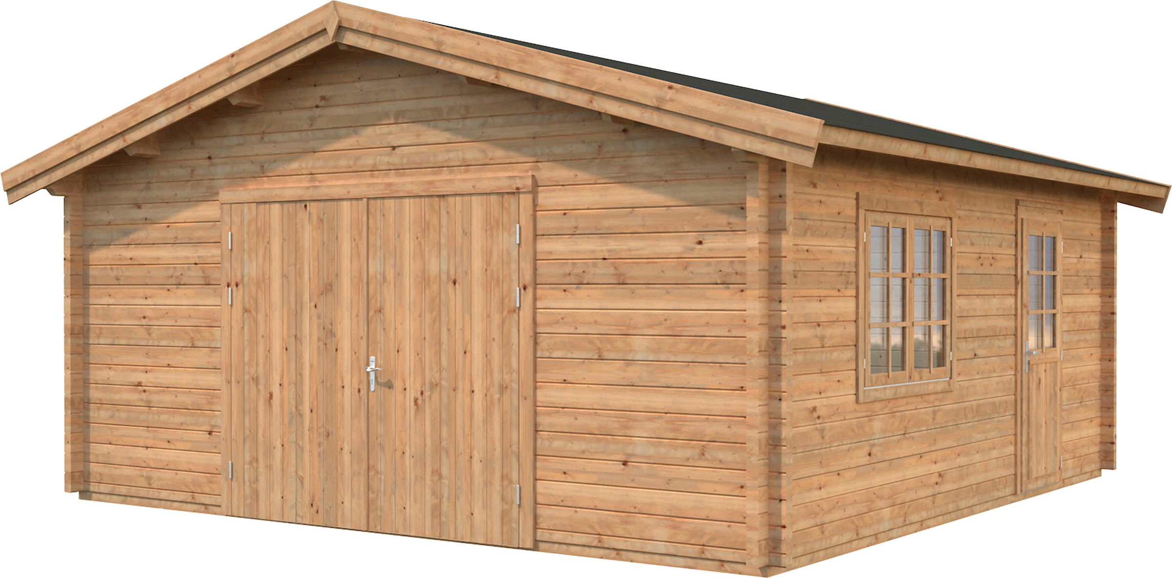 Palmako Garage "Roger" BxTxH: 622x596x312 cm, mit Holztor, hellbraun