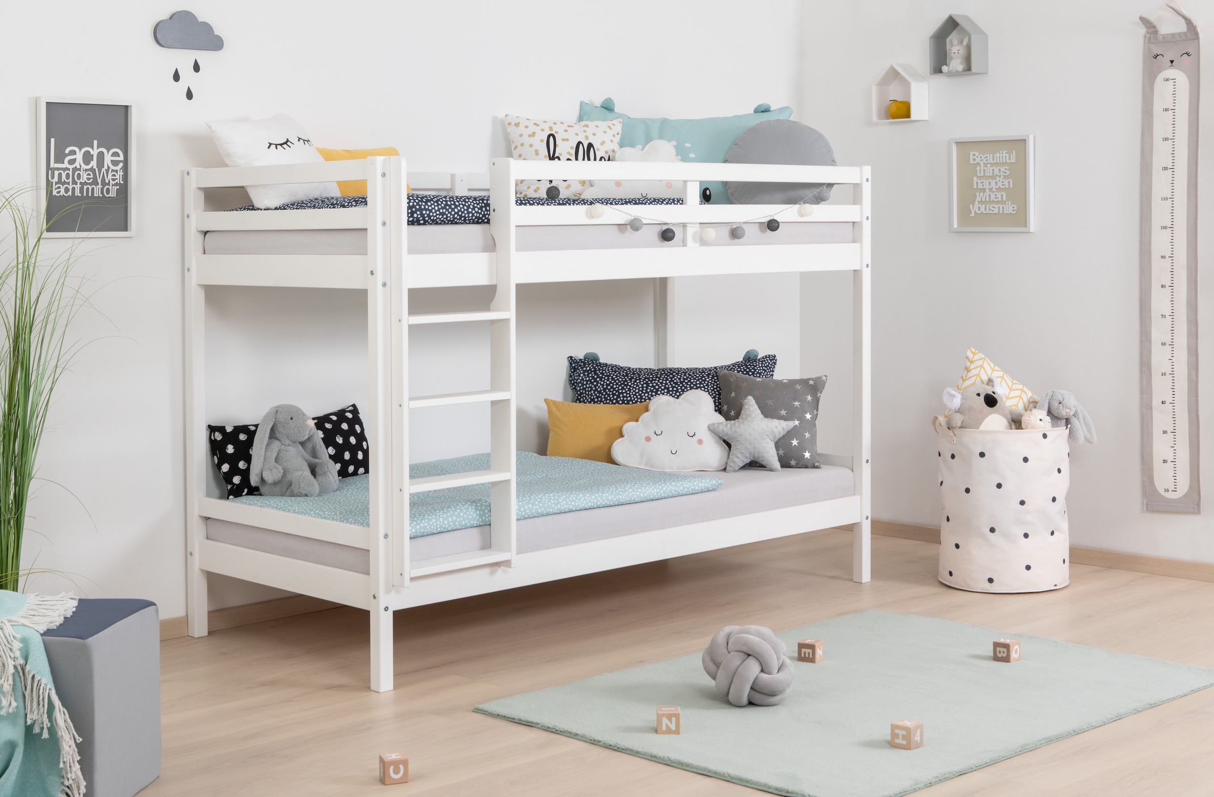 OTTO home "René, Hochbett, Stockbett, TOPSELLER 2 Farben, Schubkasten optional" 90x200cm, FSC zertifiziertes Massivholz, mit Trittleiter +