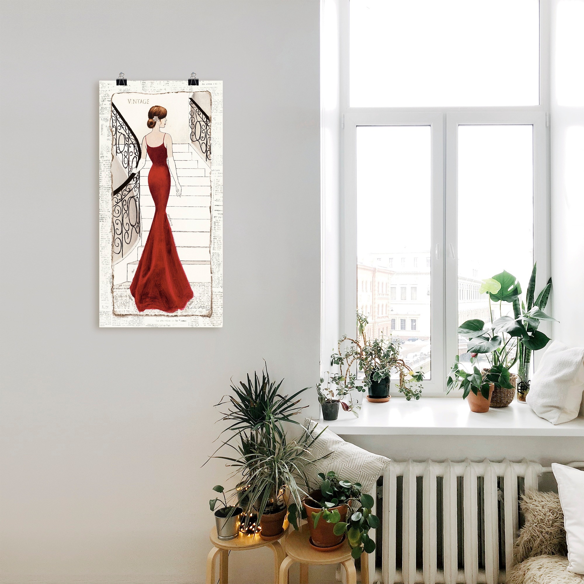 Artland Wandbild "Die schöne in Rot", Frau, (1 St.), als Leinwandbild, Post günstig online kaufen