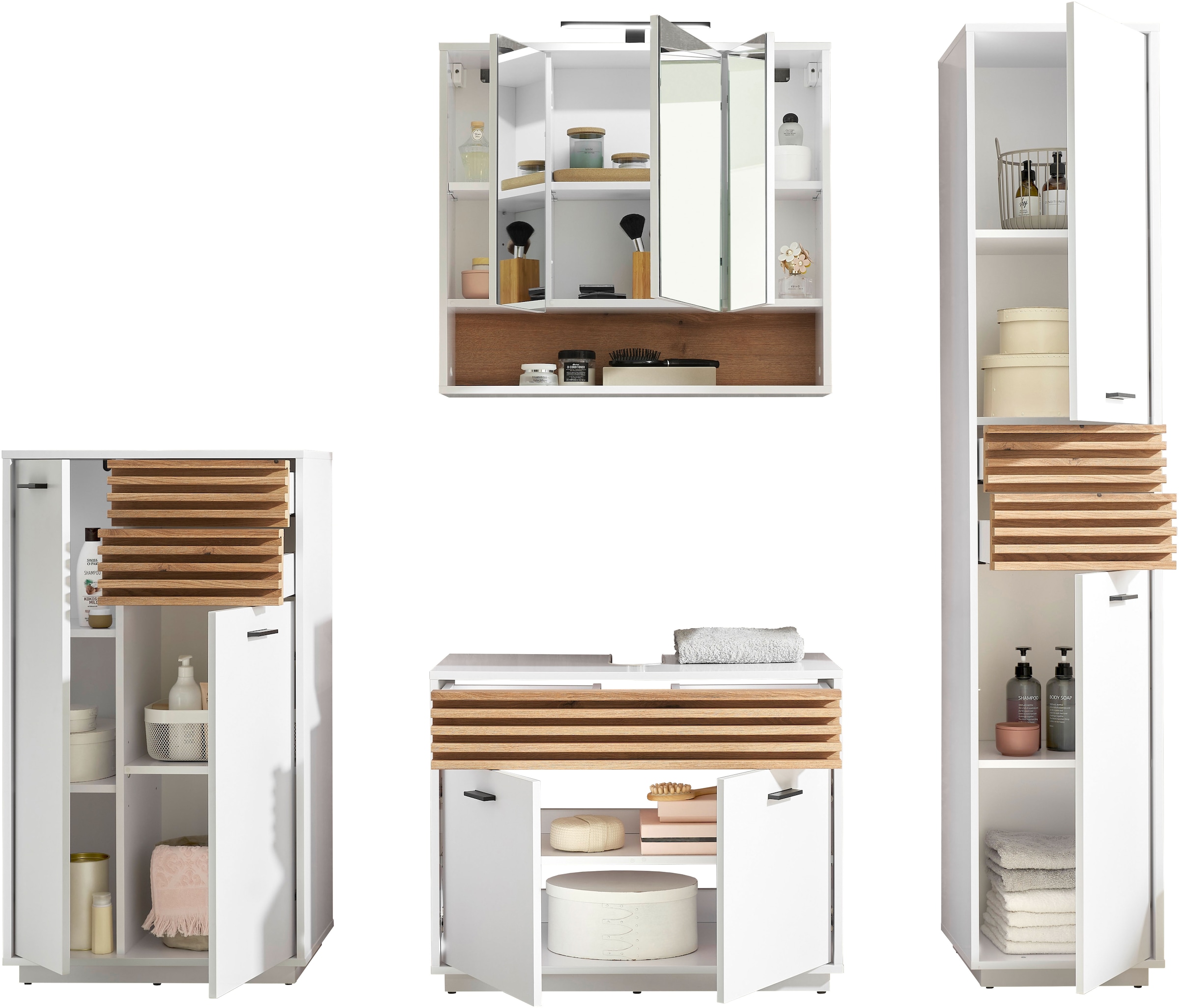 BASIC by Balculina Midischrank »Liguria B/H/T 60x106x35 cm« 1 Stk. tlg. Breite 60cm, Unterflurauszug, FSC-Mix 70%