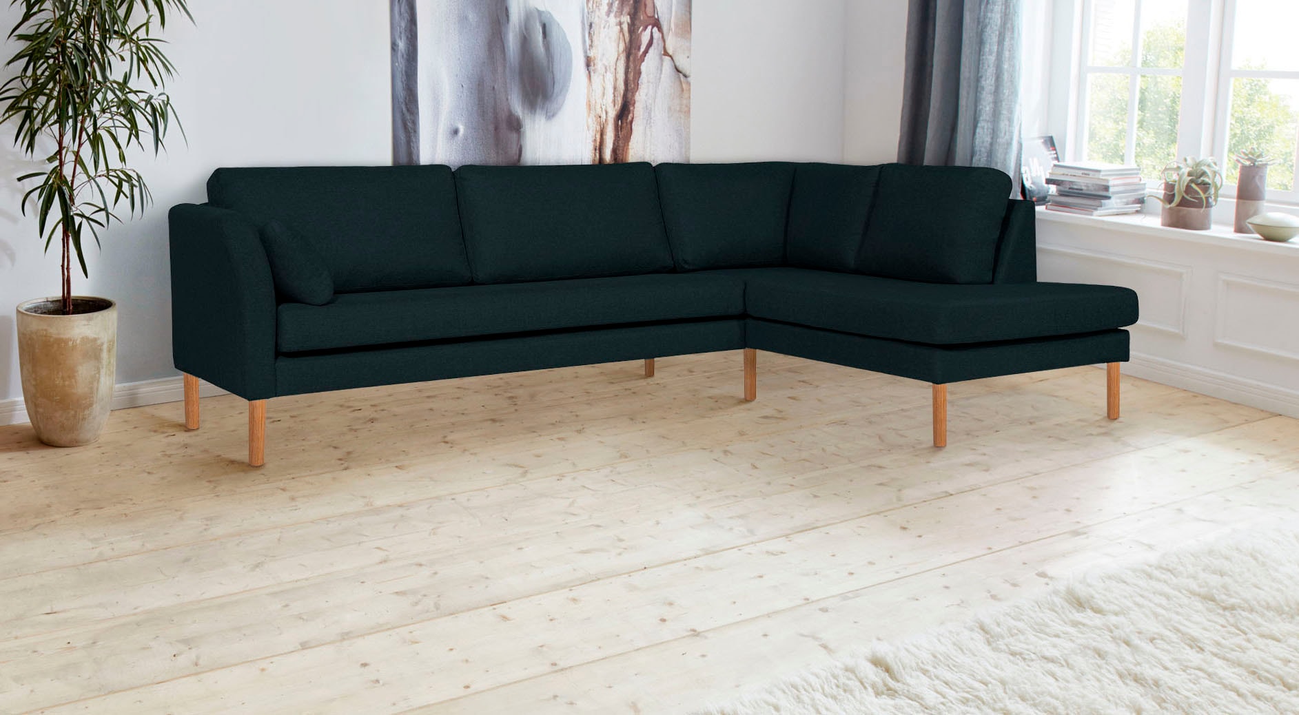 andas Ecksofa "Grenzda, L-Form," mit Holzfüßen