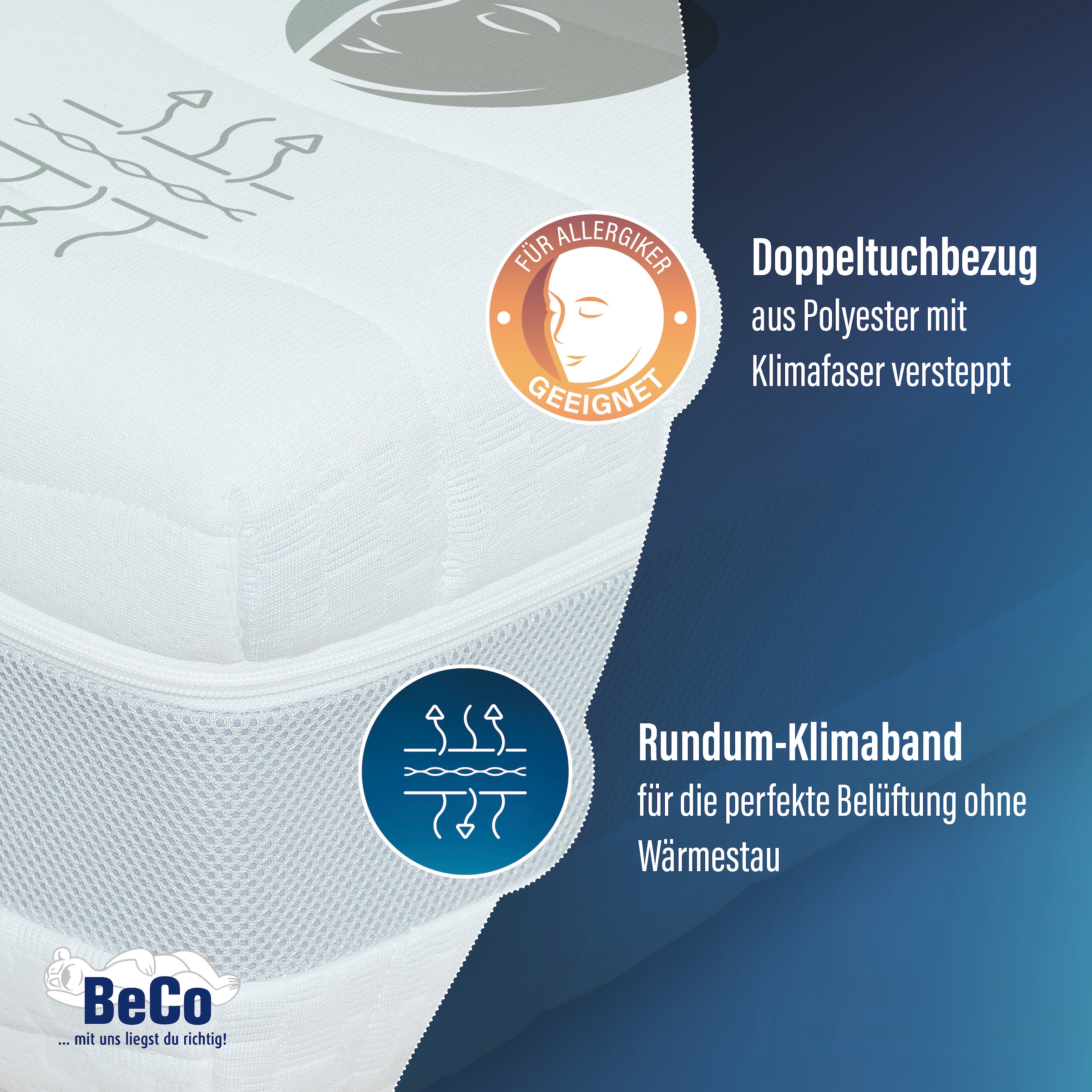 Beco Taschenfederkernmatratze »Feel Like Latex TWIN, Matratze 90x200 cm, 140x200 cm und mehr« 22 cm hoch 500 Federn 1 Stk. tlg. Premium-Hybridmatratze für besten Schlafkomfort, atmungsaktiv