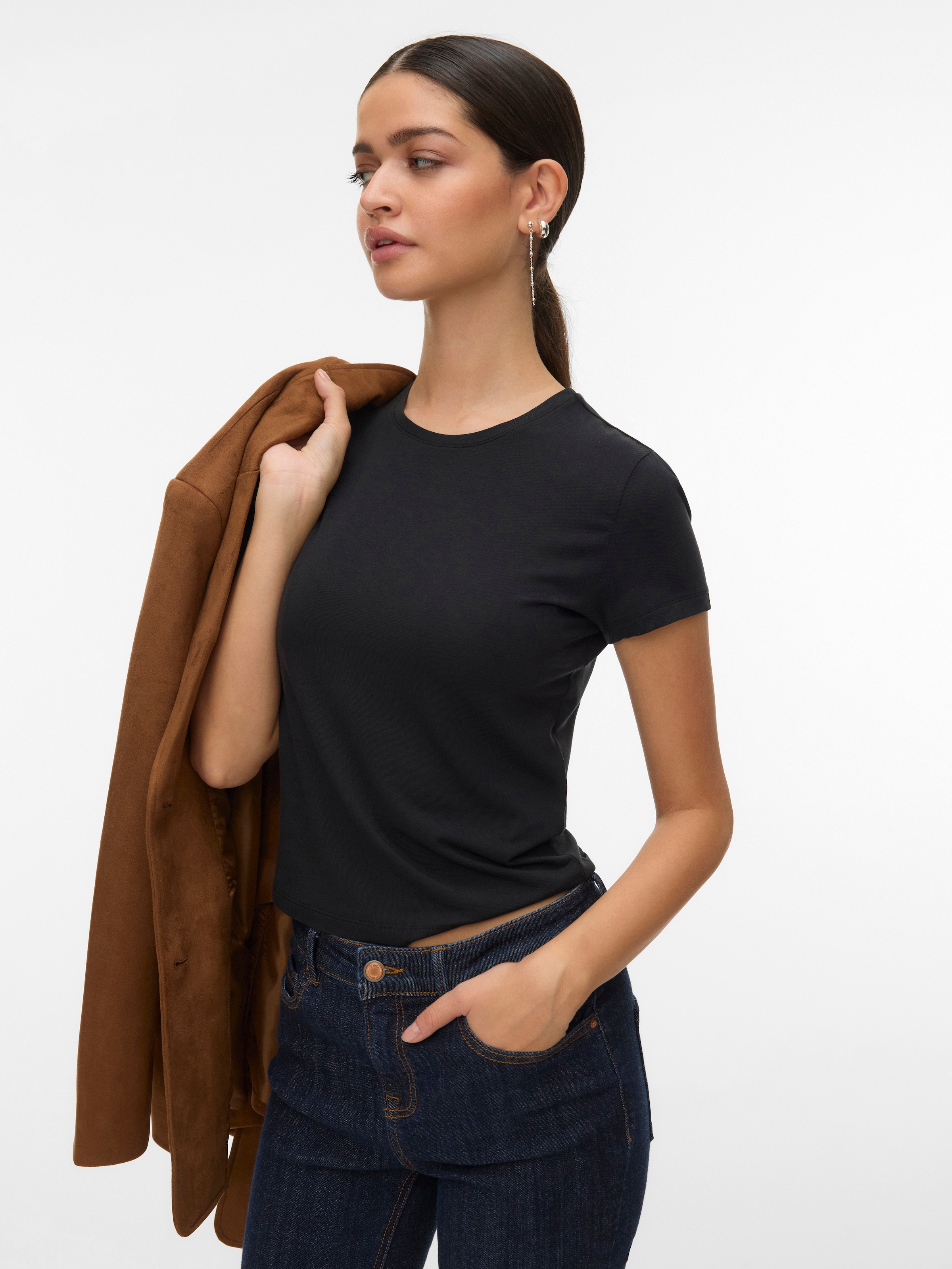 Vero Moda Kurzarmshirt "VMKYLIE SHORT SS TOP JRS NOOS" mit Stretch, Rundhal günstig online kaufen