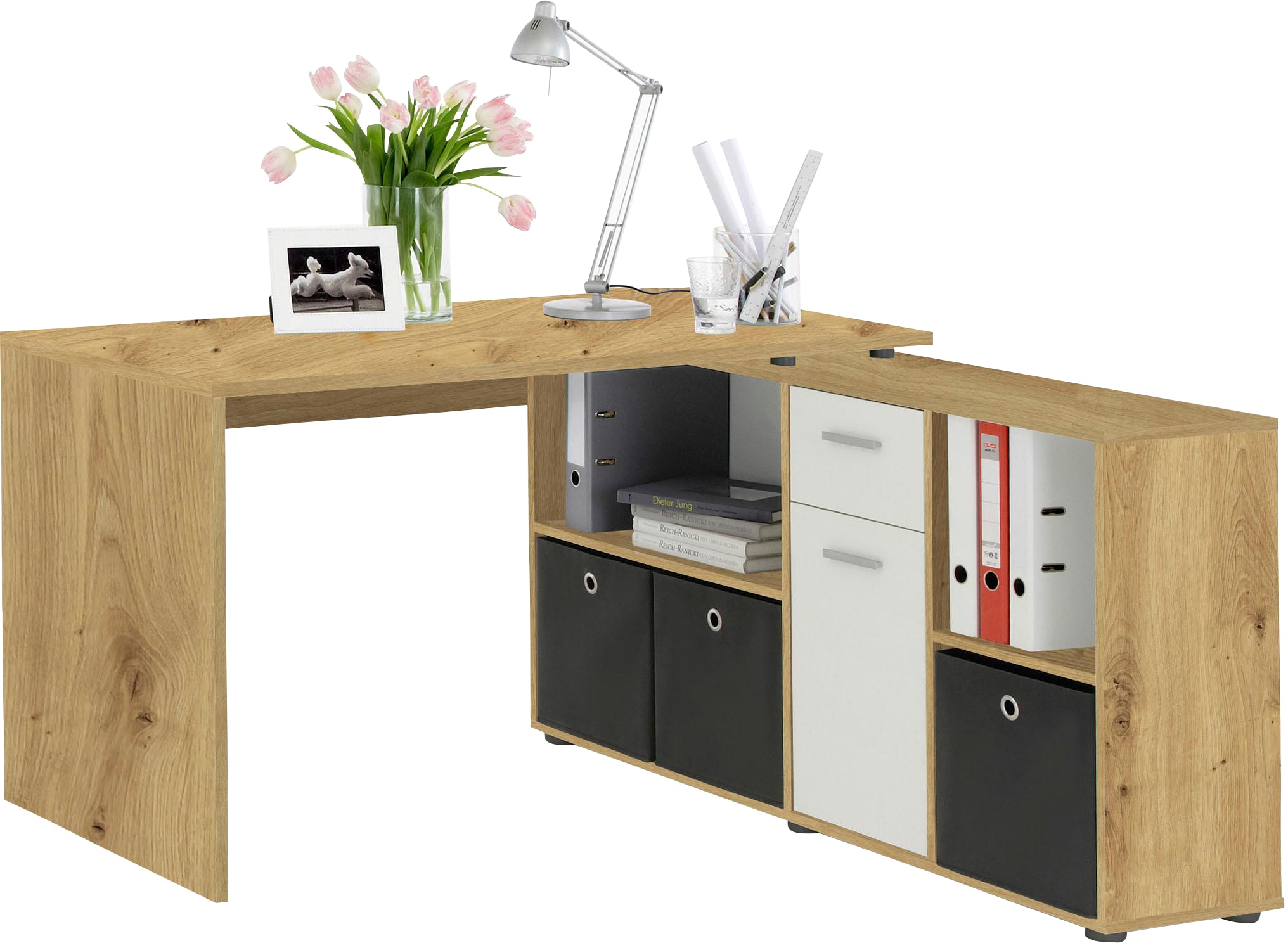 FMD Eckschreibtisch "Lexo", Schreibtisch/Sideboard viel Stauraum, beidseiti günstig online kaufen