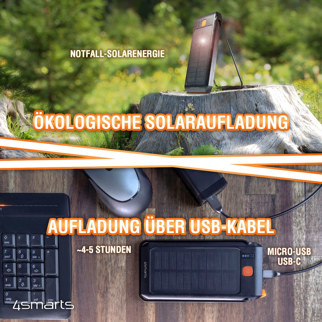 4smarts Solar Powerbank »Solar Powerbank TitanPack Flex 10000mAh«, Solar Powerbank TitanPack Flex 10000mAh, 5000 mAh