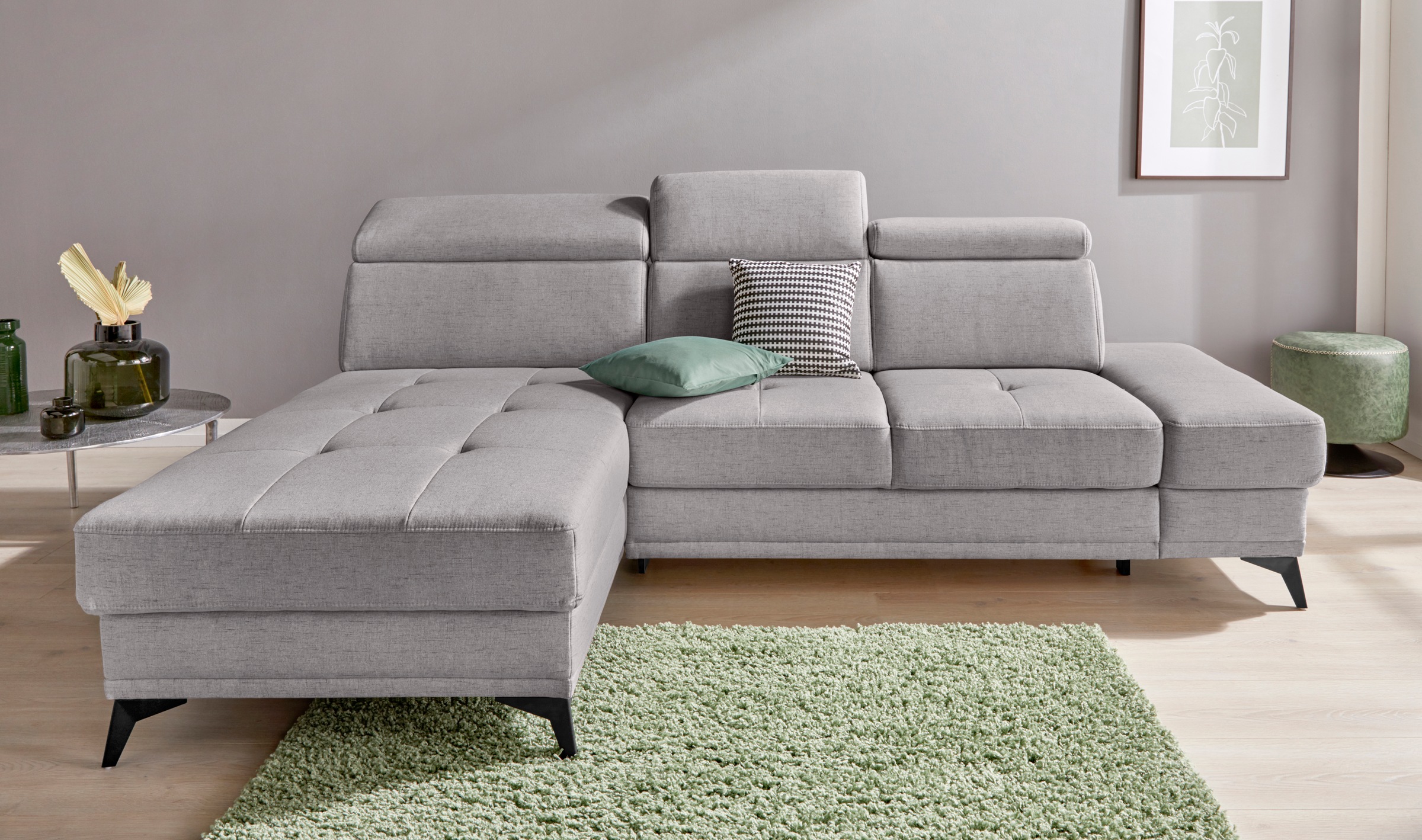 Home affaire Ecksofa "Cardiz L-Form" inkl.Kopfteilverstellung und Federkern günstig online kaufen