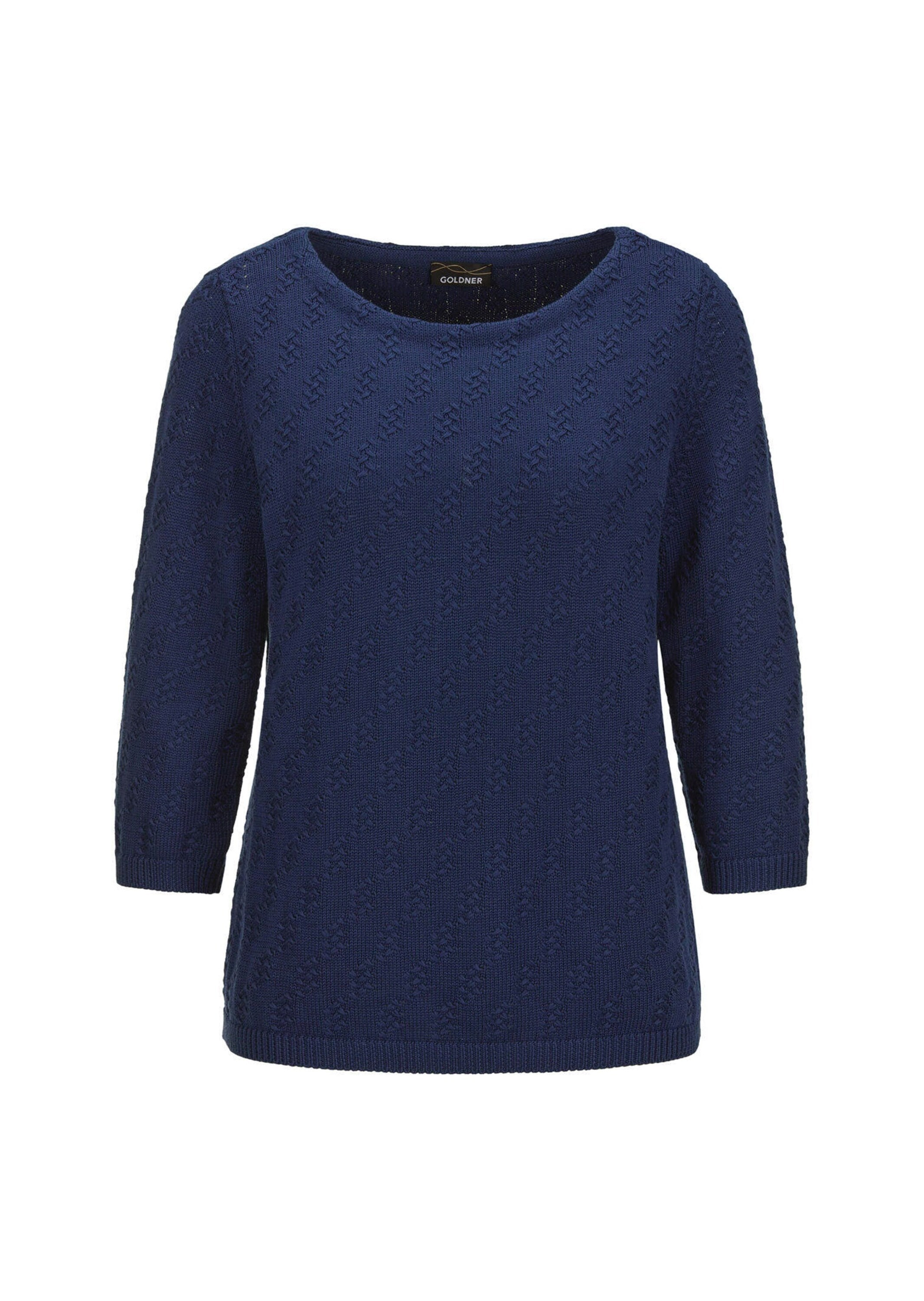 GOLDNER "Kurzgröße Halbarm Baumwollpullover mit Struktur" 3/4-Ärmel