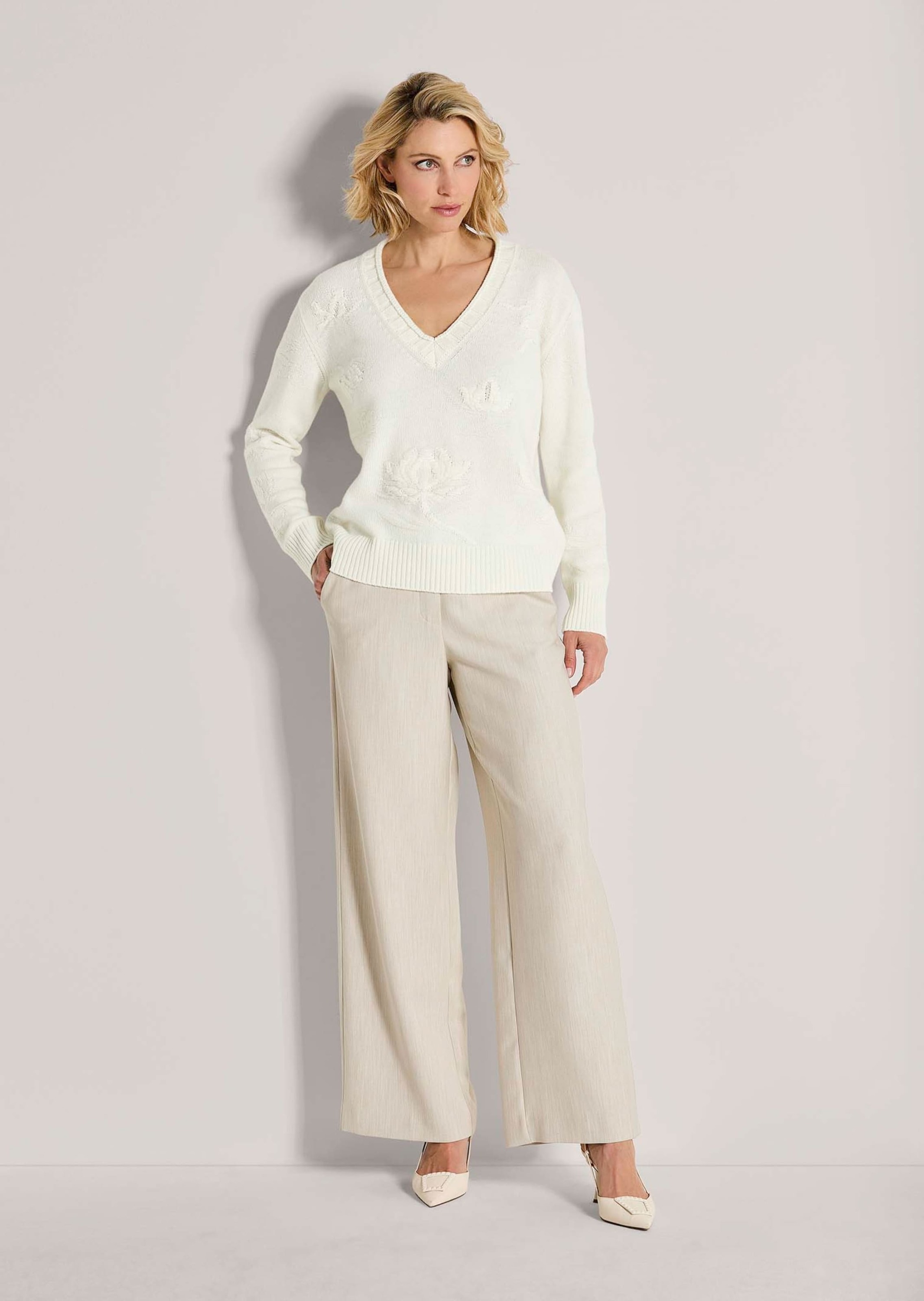 MADELEINE Longpullover "Kaschmirpullover Eleganter Strickpullover mit flora günstig online kaufen