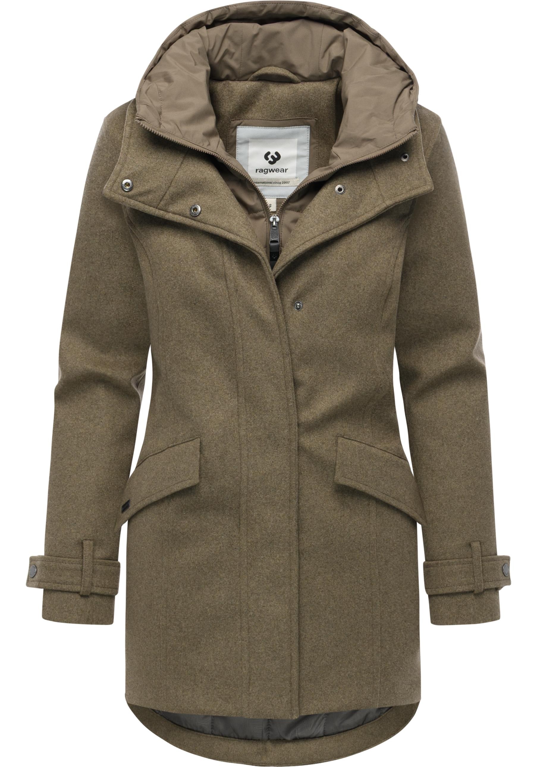 Ragwear Wintermantel »Petuja Felt YOUMODO« Klassischer Damen Kurzmantel mit Kapuze