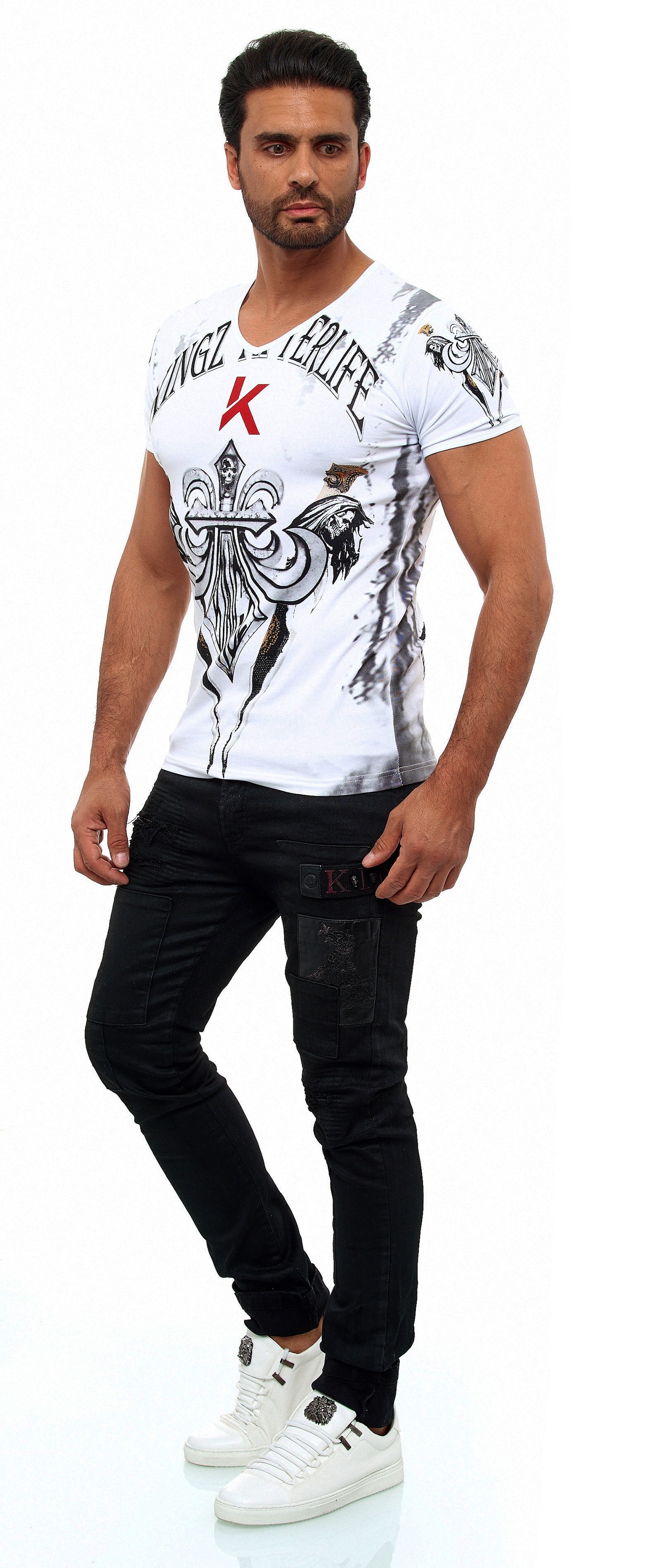 KINGZ T-Shirt, mit schönem Lilien-Motiv