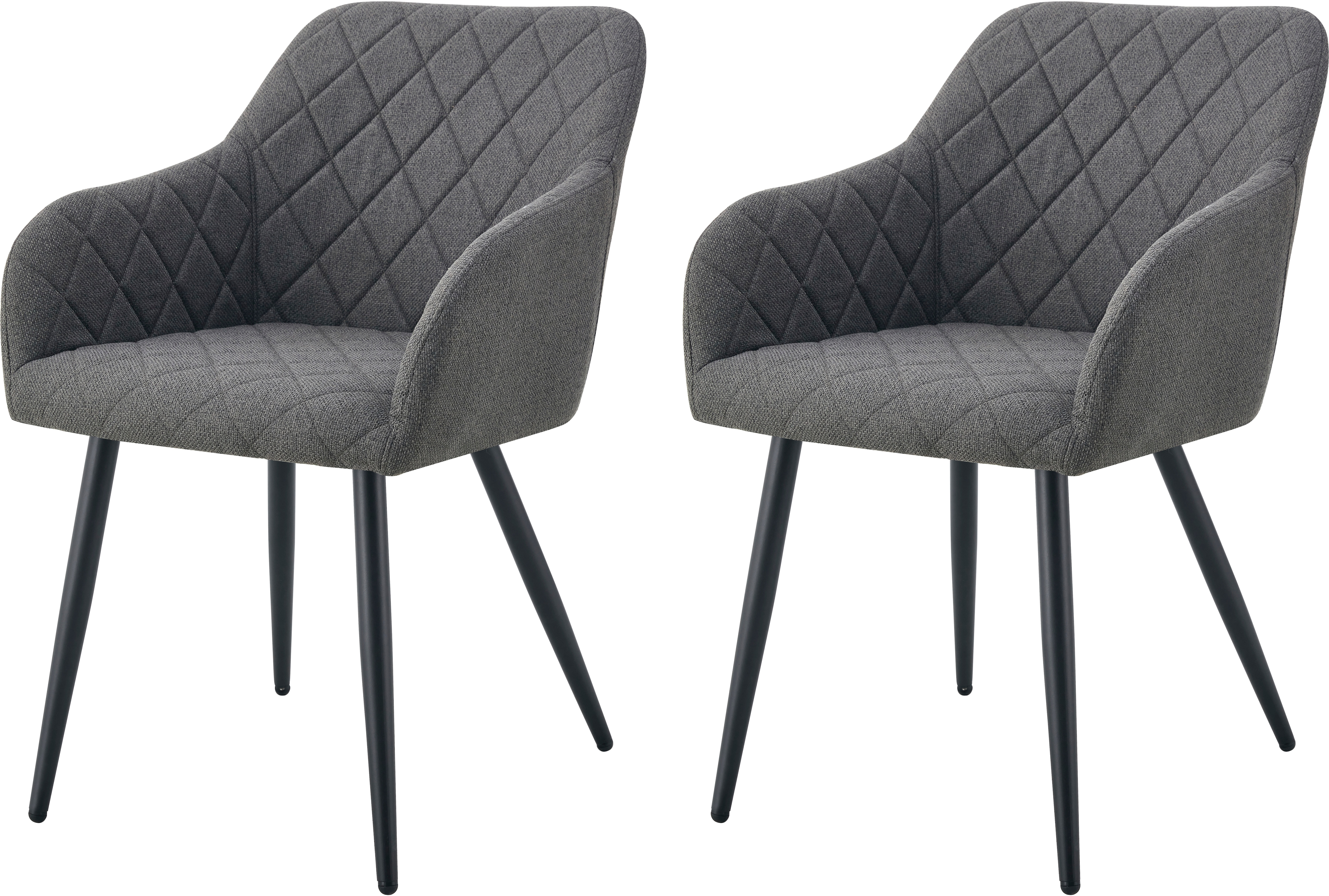 Home affaire Esszimmerstuhl "SUDBURRY, 2er Set, mit Metallgestell in matt schwarz" (Set) 2 Stk.in verschiedenen Farben, Belsatbarkeit pro Stuhl 120 kg, mit Griffloch