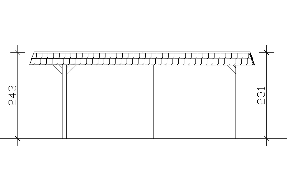 Skanholz Einzelcarport »Wendland«, Leimholz-Nordisches Fichtenholz, 291 cm, dunkelgrau