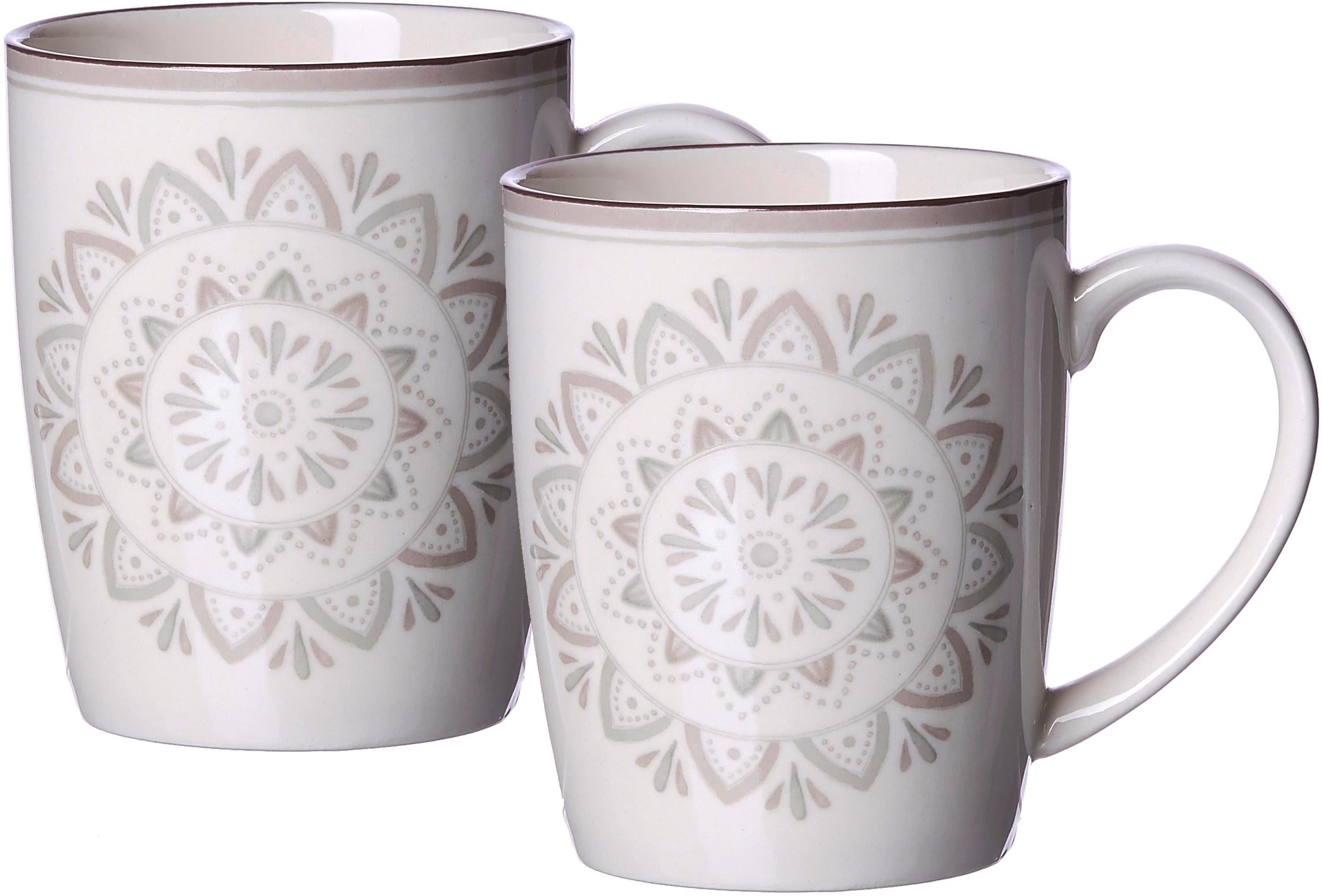 Becher RITZENHOFF & BREKER "Valencia", rosa (natur, hellbraun, hellrosa), 350ml, 2 Stk., Steinzeug, Trinkgefäße, Becher, 2-teilig