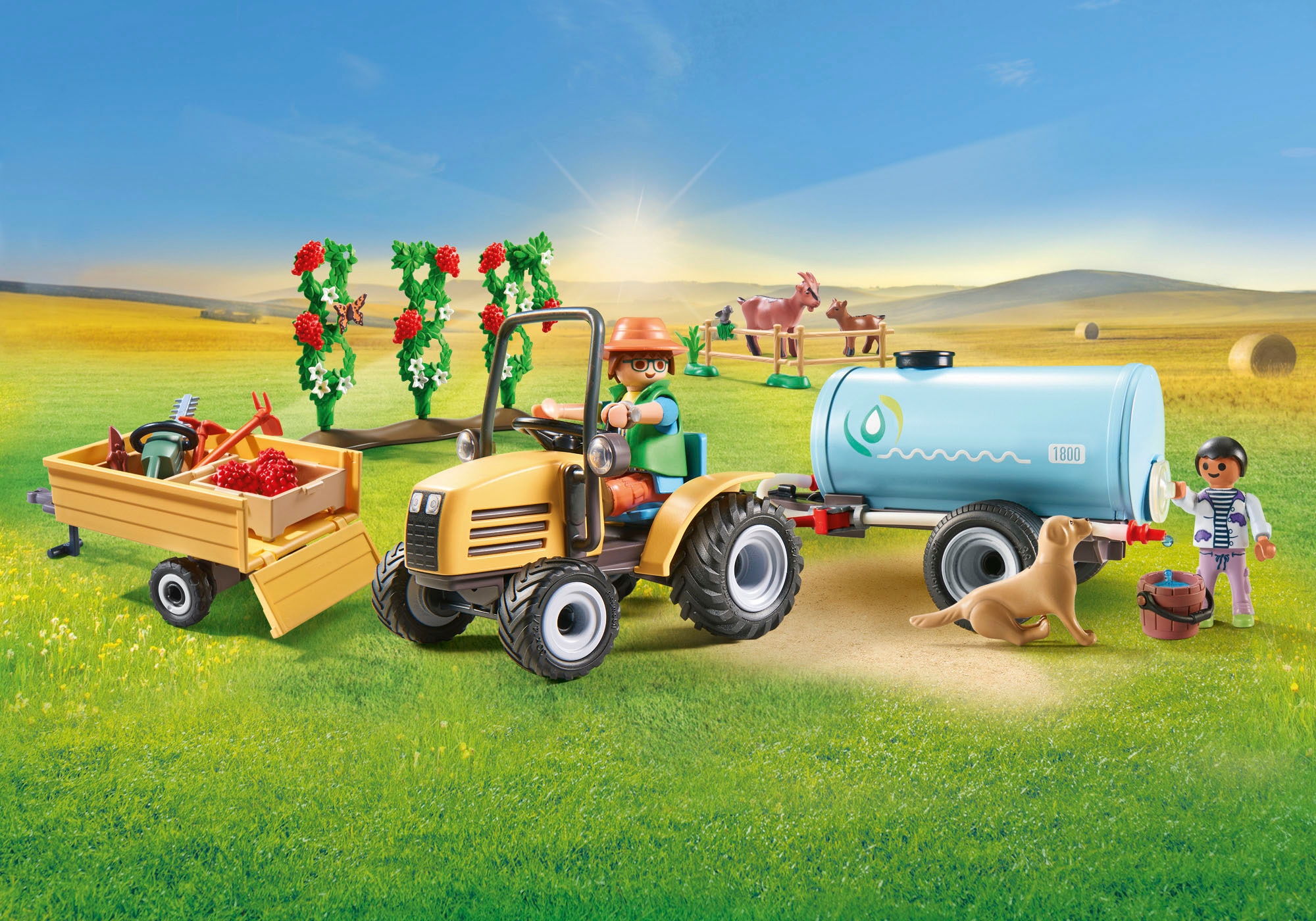 Playmobil® Konstruktions-Spielset »Traktor mit Anhänger und Wassertank (71442), Country«, (117 St.), teilweise aus recyceltem Material; Made in Germany