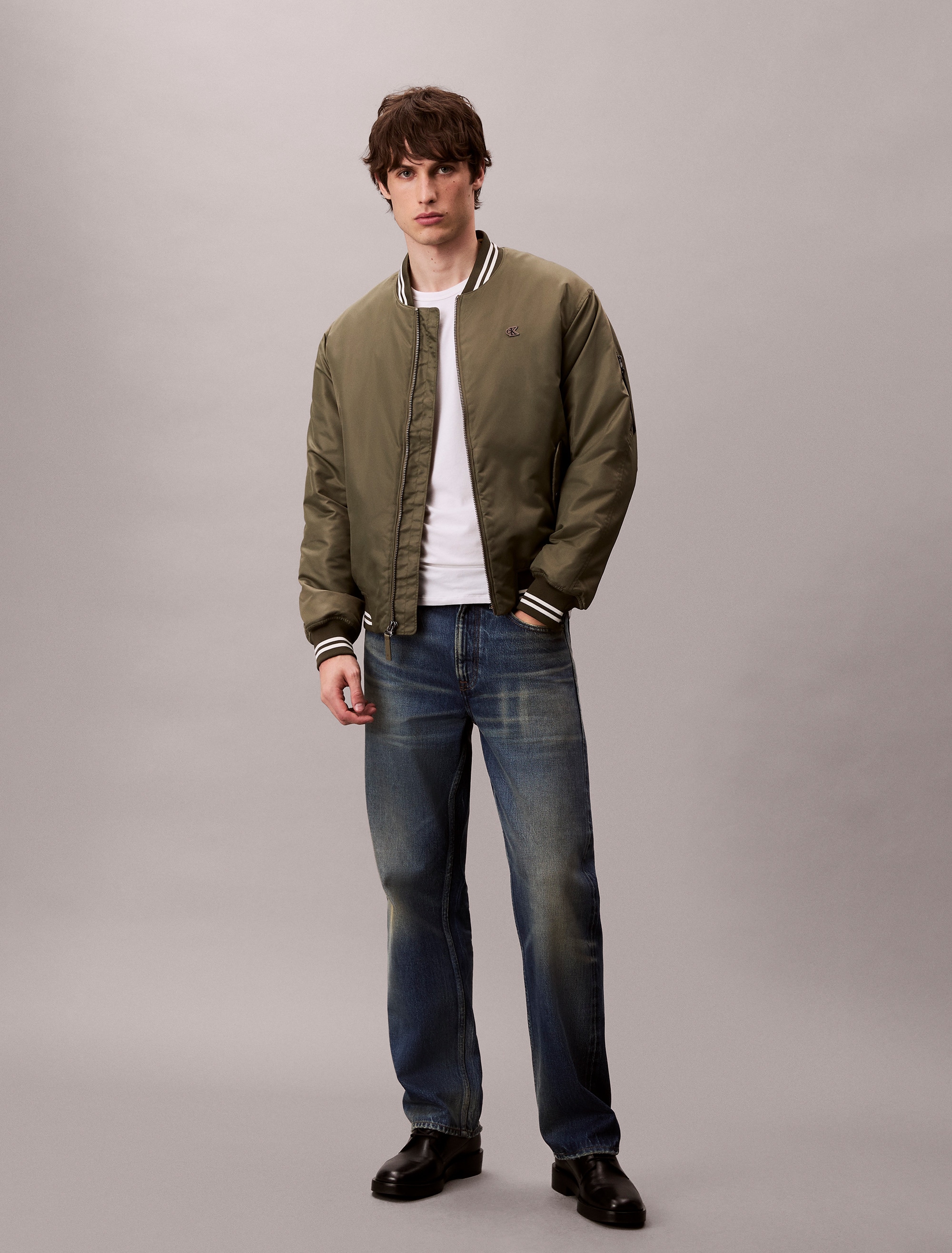 Calvin Klein Jeans Collegejacke »LS JEANS TIPPED HERO BOMBER« ohne Kapuze Mit Rundhalsausschnitt, regular fit