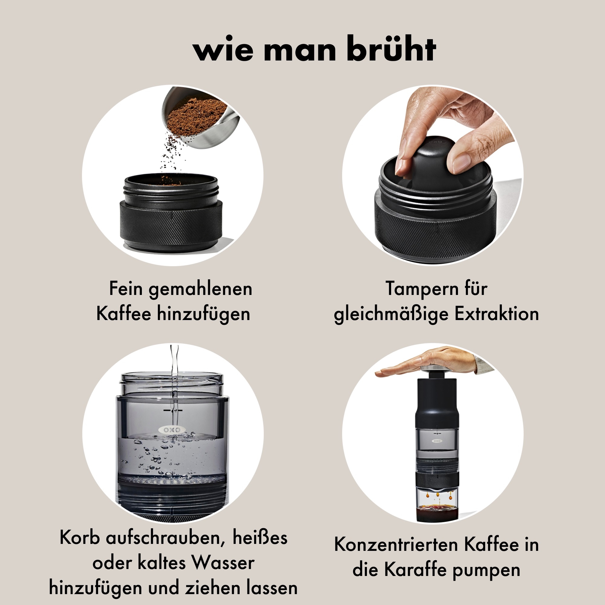 OXO Good Grips Kaffeebereiter »Rapid Brew Schnellbrüher« Heiß in 2 Minuten, Cold Brew in 5 Minuten – ganz ohne Strom