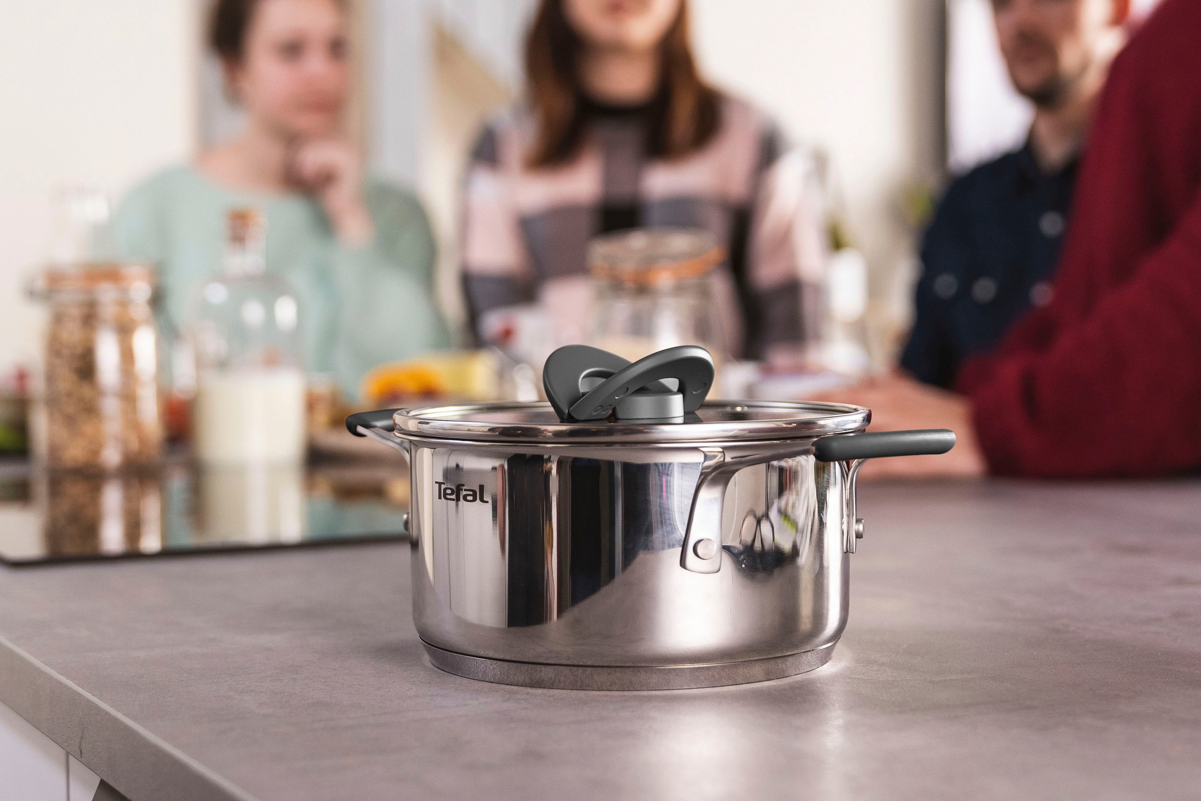 Tefal Topf-Set "G7376S OptiSpace" Set, Stielkasserolle 16 cm, Kochtopf 20/2 günstig online kaufen