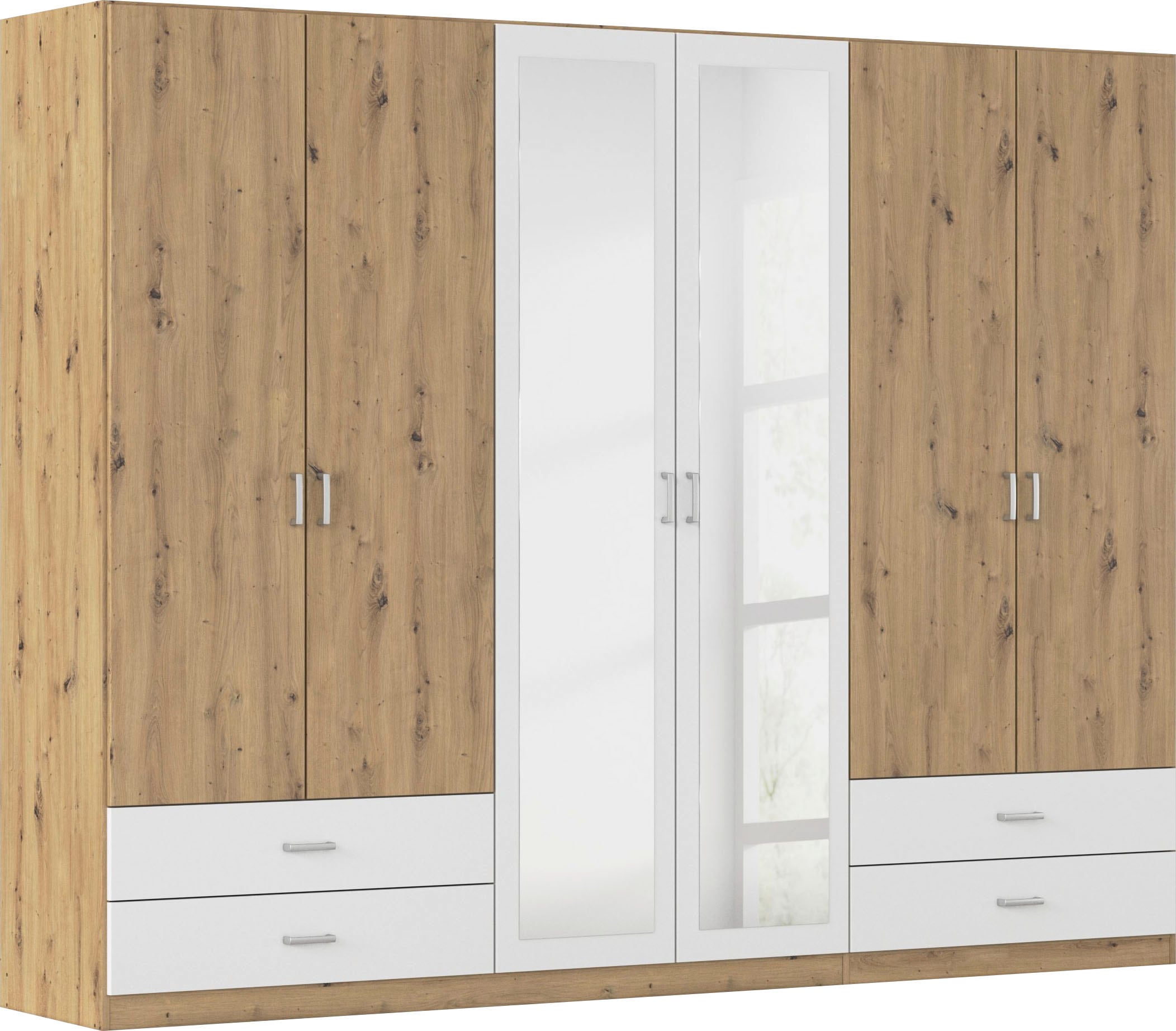 rauch "Kleiderschrank Schrank Garderobe Wäscheschrank BORBONA" Breiten 226/271 cm, Höhe 210 cm, in 2 Breiten, mit Spiegel und vielen Farbkombinationen MADE IN GERMANY