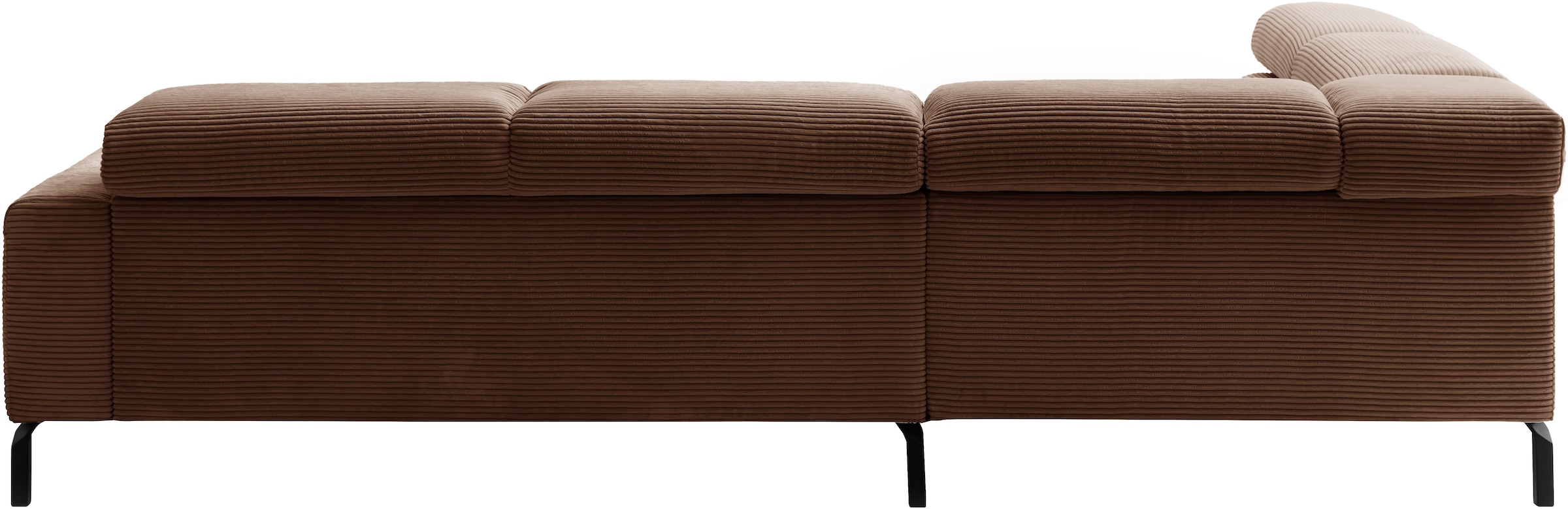 Places of Style Ecksofa »Antonelli, L-Form, inkl. Kopfteilverstellung, Breite 276 cm«, ohne Sitztiefenverstellung, in Cord, rost