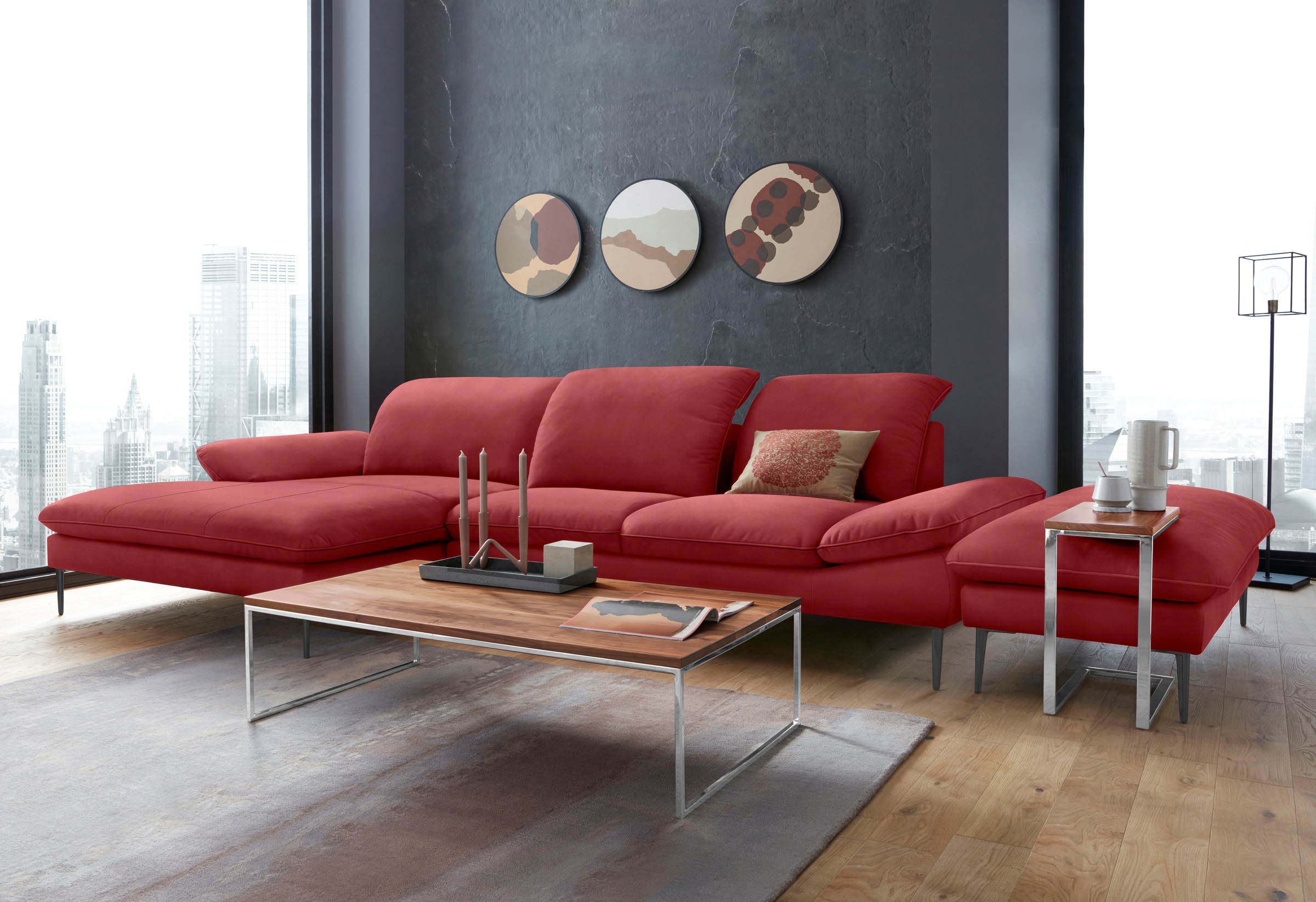 W.SCHILLIG Ecksofa »enjoy&MORE, Designsofa, bequem, zeitlos und elegant, L-Form«, Sitztiefenverstellung, Füße schwarz pulverbeschichtet, Breite 340 cm