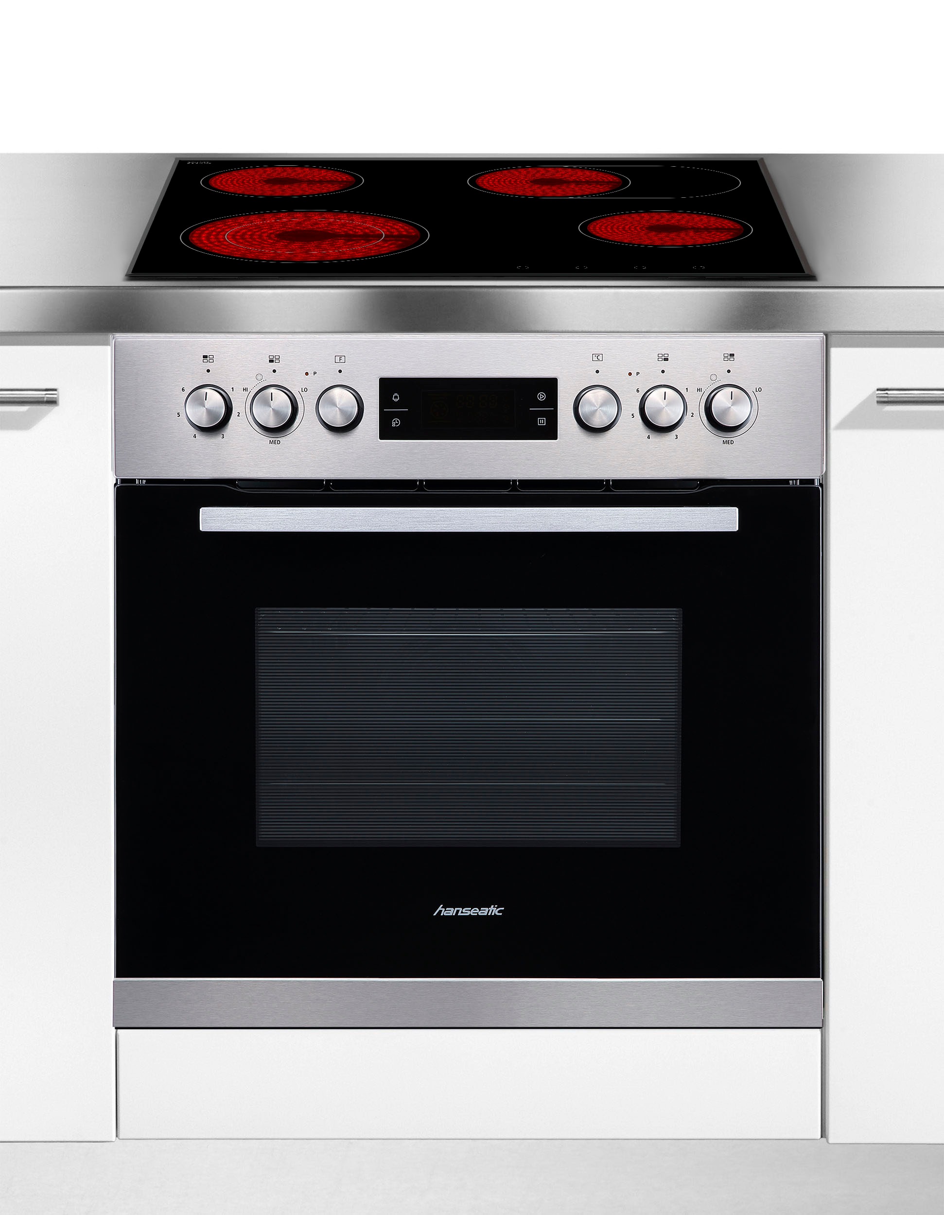 HANSEATIC Elektro-Herd-Set "65C90C7-E11B200 + MC-HF662A", silber, Herdsets, Leichte Verschmutzungen werden mithilfe von Wasserdampf entfernt