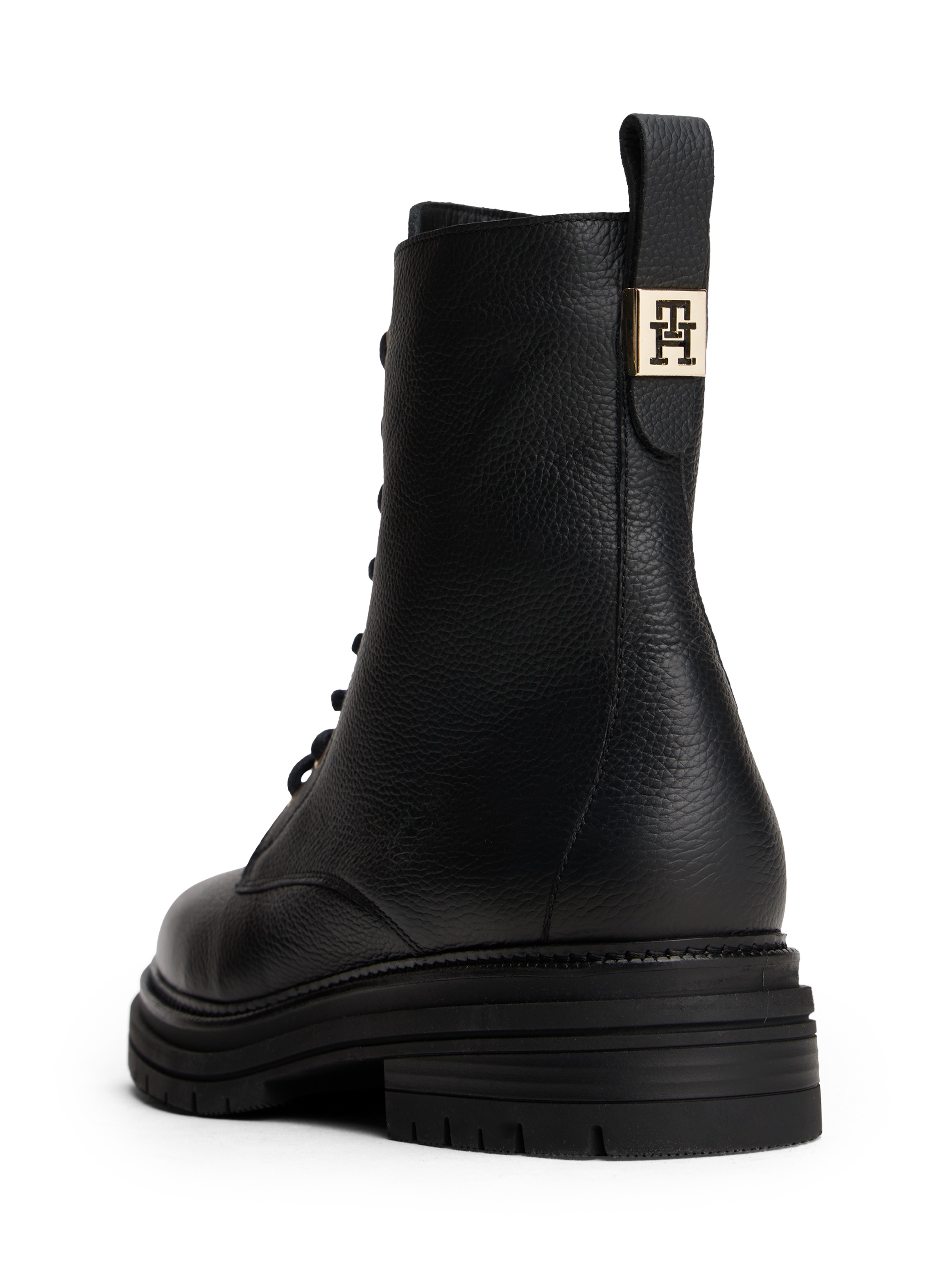 Tommy Hilfiger Schnürboots »TH PLAQUE PEBBLE LACE BOOT WARM«  , Blockabsatz, Schnürstiefelette mit TH-Schmuckelement an der Ferse