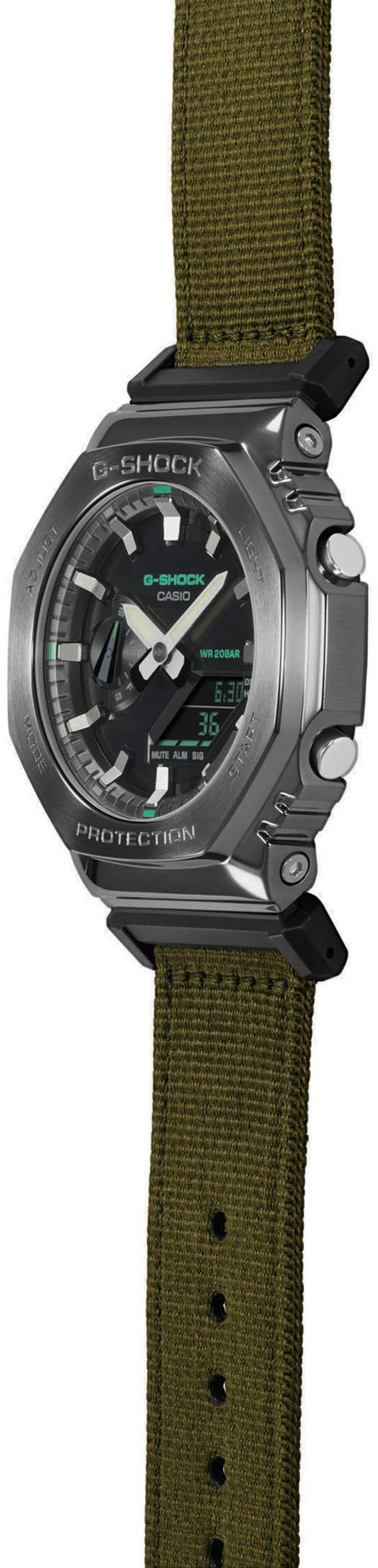 CASIO G-SHOCK Chronograph, Quarzuhr,Armbanduhr,Herrenuhr,digital, bis 20bar wasserd.Textilarmband