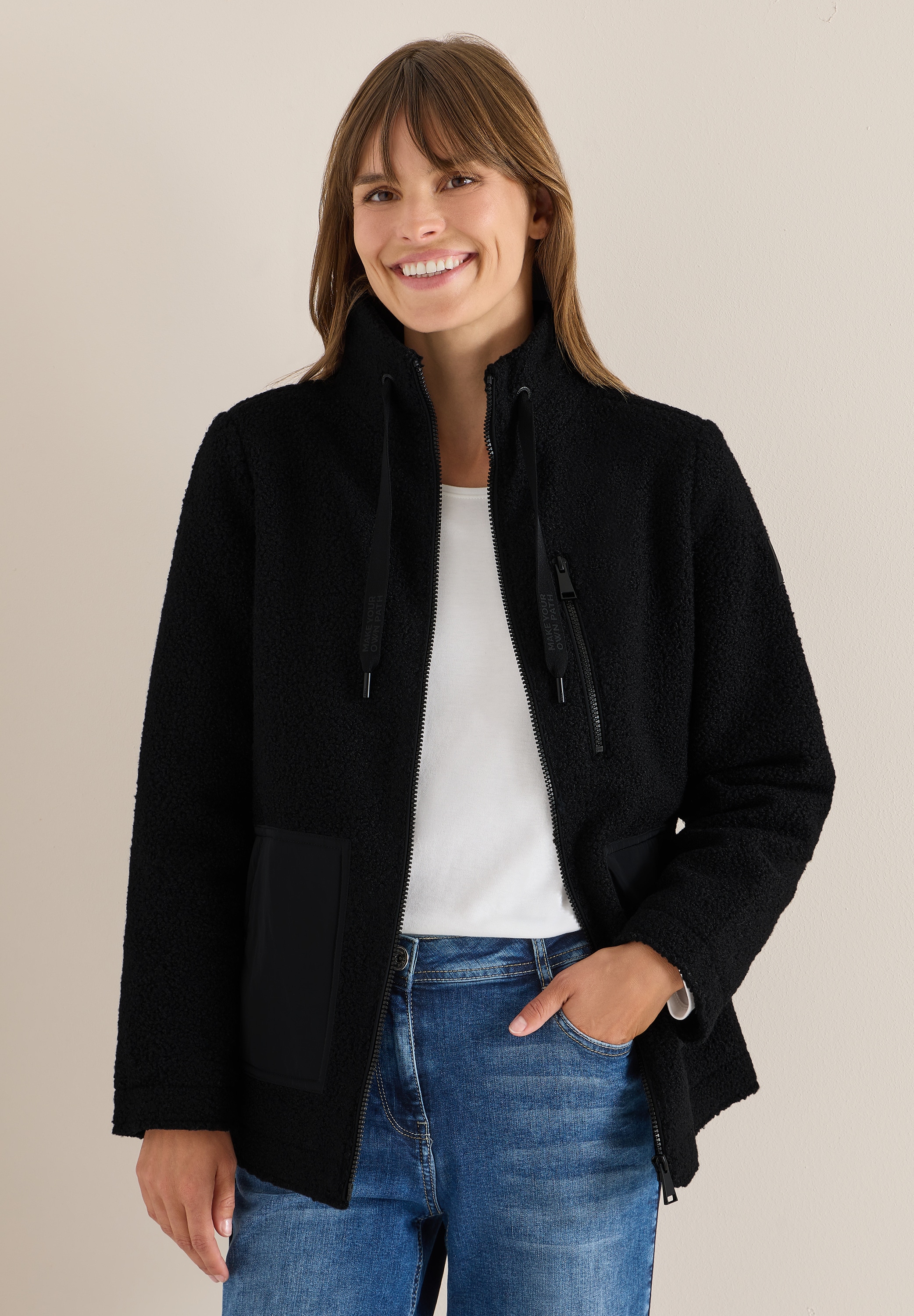 Cecil Fellimitatjacke ohne Kapuze mit Stehkragen günstig online kaufen