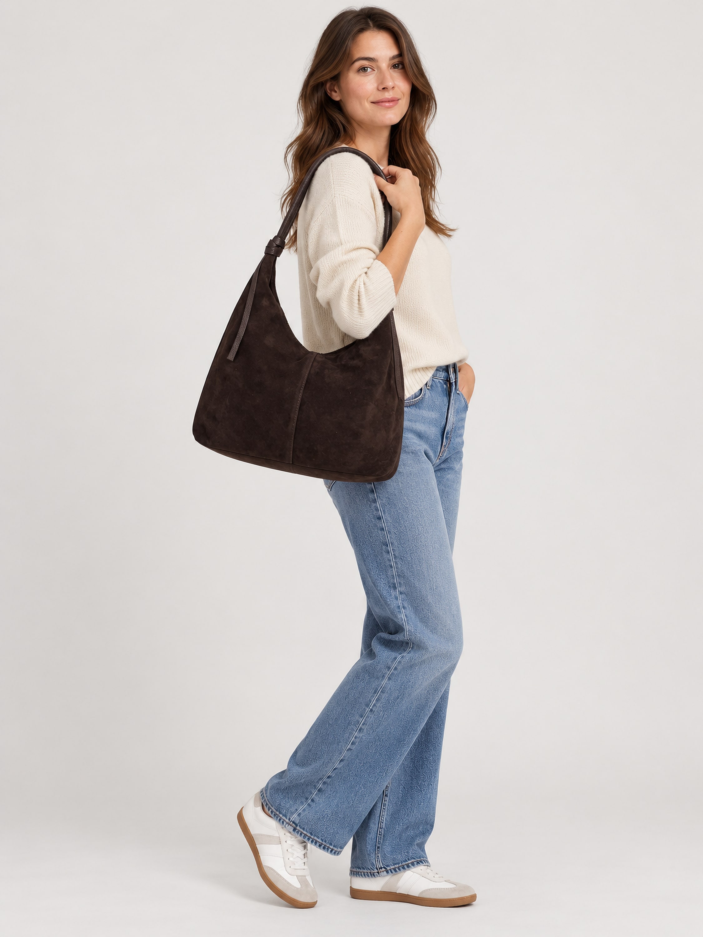 COLLEZIONE ALESSANDRO Schultertasche »XL Wildleder« Weiches Wildleder, großzügige Hobo-Form