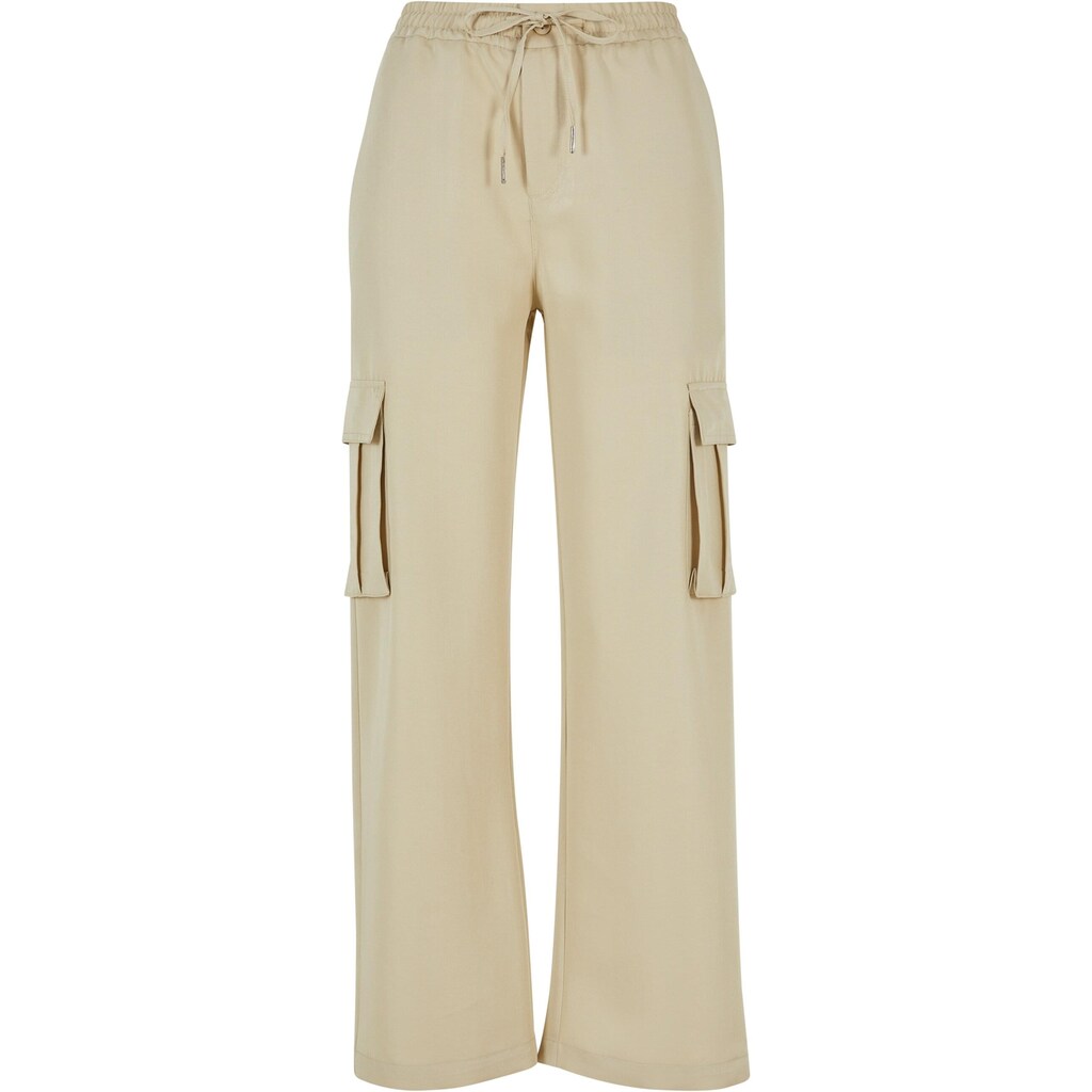 URBAN CLASSICS Stoffhose »Urban Classics Damen Ladies Vicose Straight Leg Cargo Pants«, (1 tlg.)