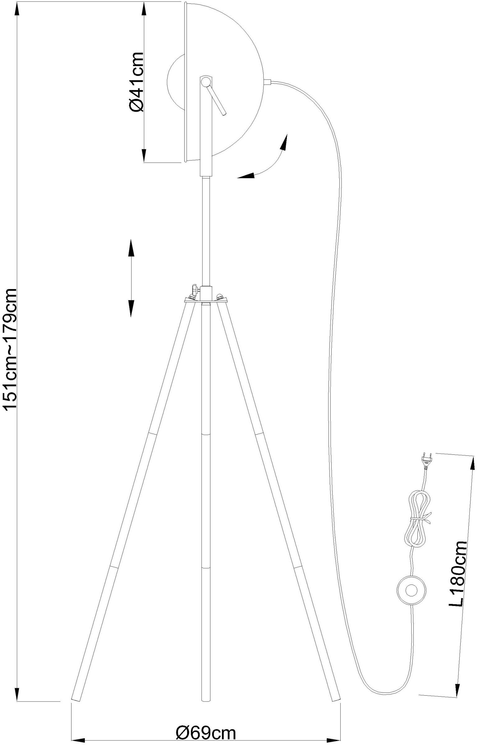 GLOBO LIGHTING Stehlampe »LENN«, Leuchtmittel E27 | ohne Leuchtmittel, Dreh-/Schwenkbar