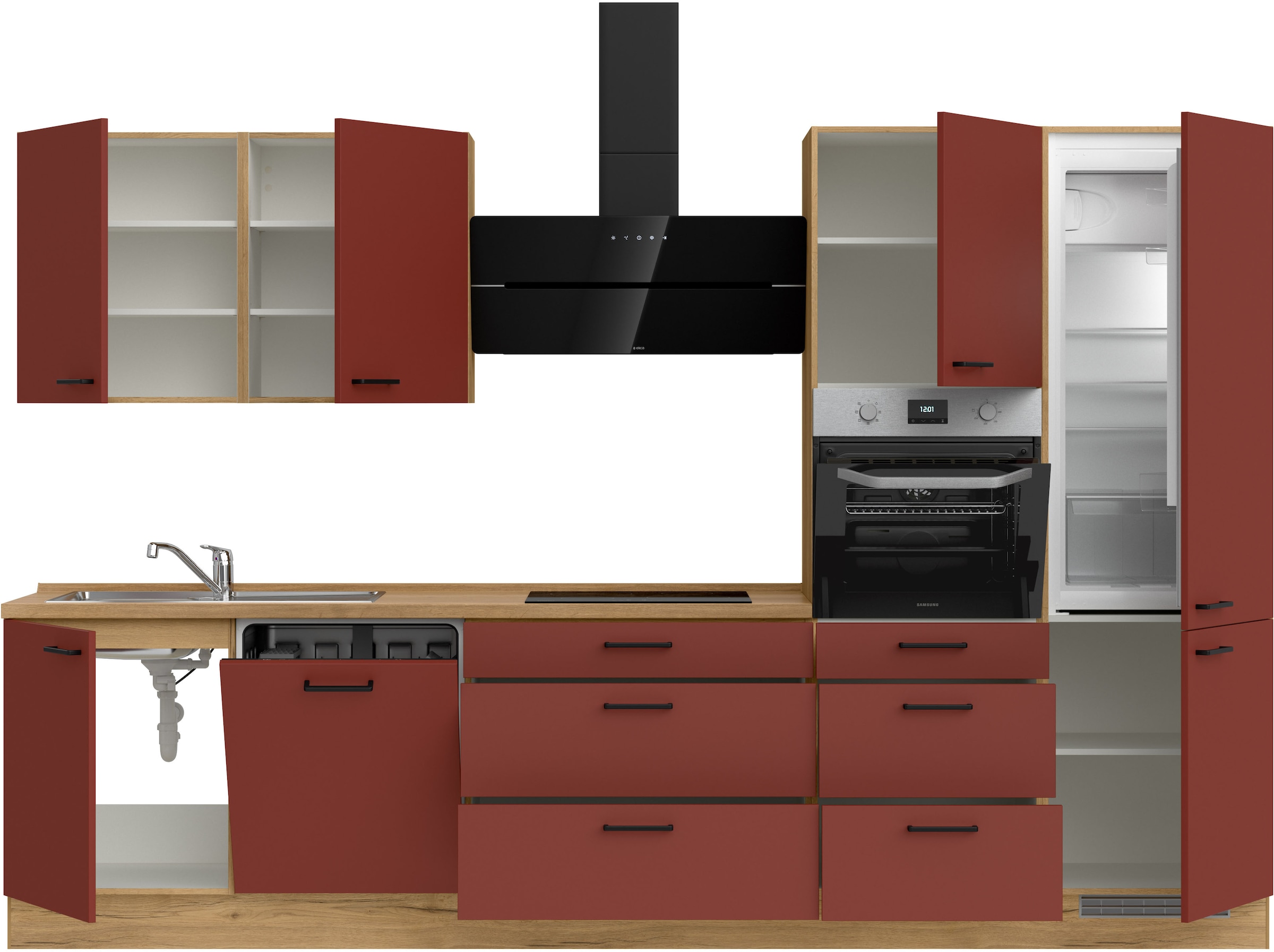nobilia® Küchenzeile »"Easytouch II"«, vormontiert, Ausrichtung wählbar, Breite 330 cm, wahlw. mit E-Geräten