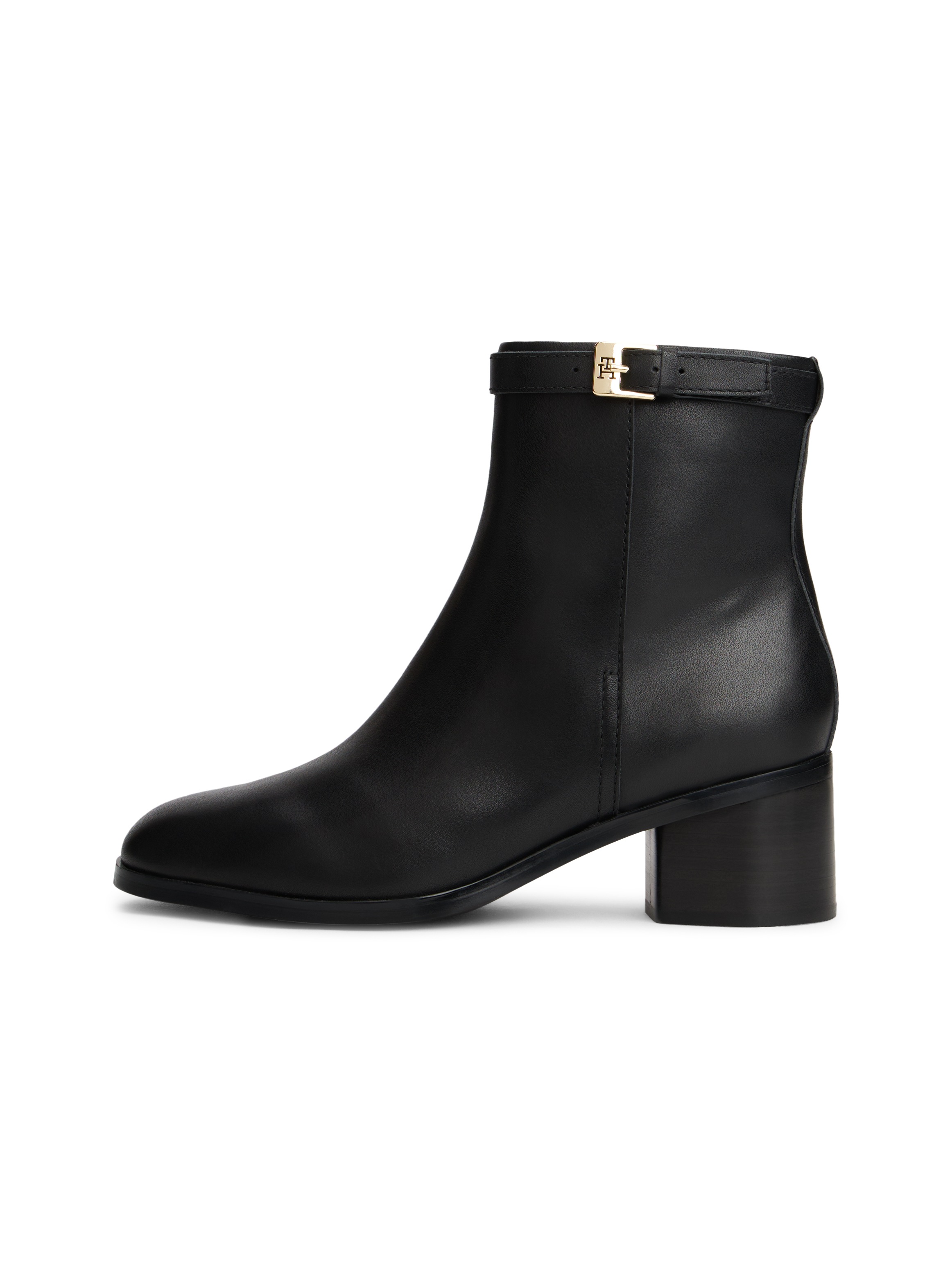 Tommy Hilfiger Stiefelette »TH BUCKLE RIDING MID HEEL BOOTIE«, Blockabsatz, Businesschuh mit Zierschnalle am Schaftrand