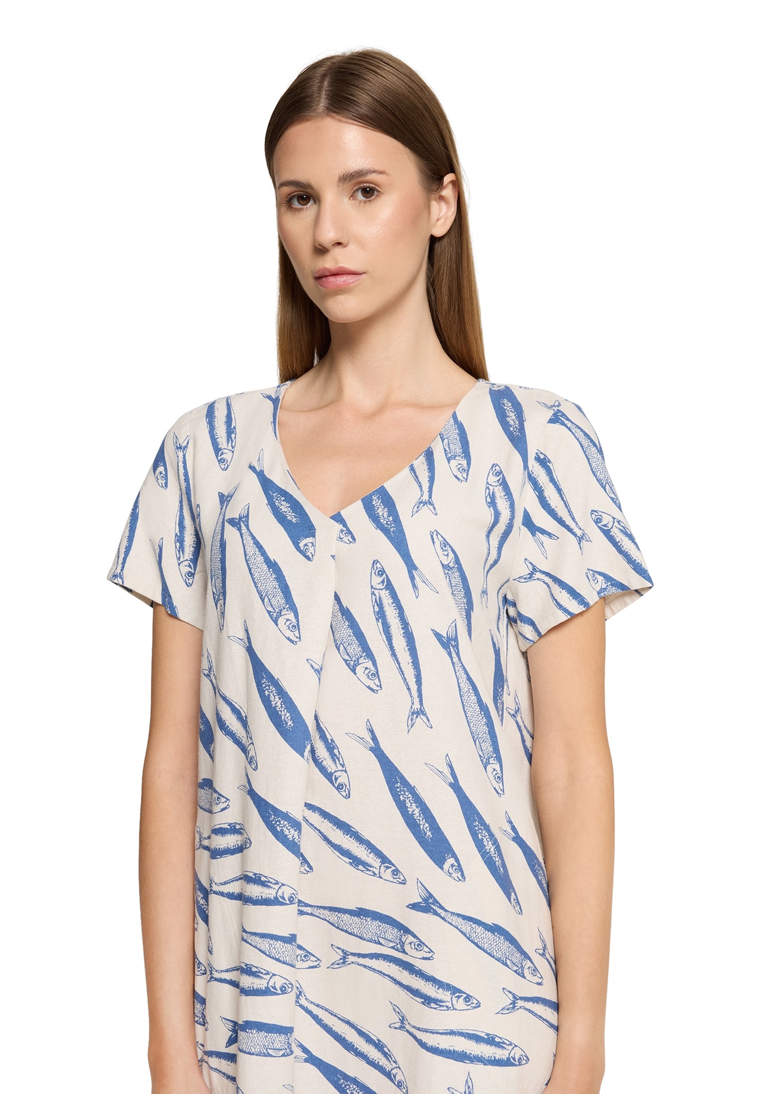 Betty Barclay Sommerkleid »Betty Barclay Damen Leinenkleid mit V-Ausschnitt«, Form