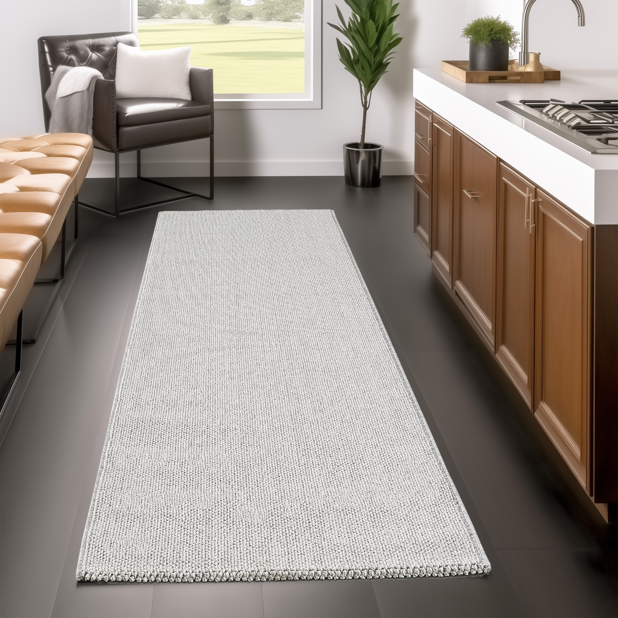 Teppich AYYILDIZ TEPPICHE "LOOM 4300", silber, B:80cm H:7mm L:150cm, Polypropylen, Teppiche, Teppich, Läufer, Kurzflor, pflegeleicht, robust, strapazierfähig