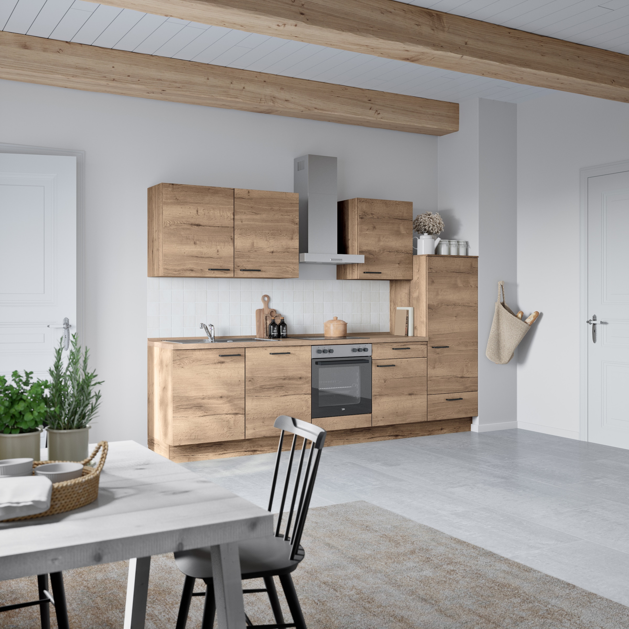 nobilia® Küchenzeile »"Structura I"«, vormontiert, Ausrichtung wählbar, Breite 300 cm, wahlw. mit E-Geräten