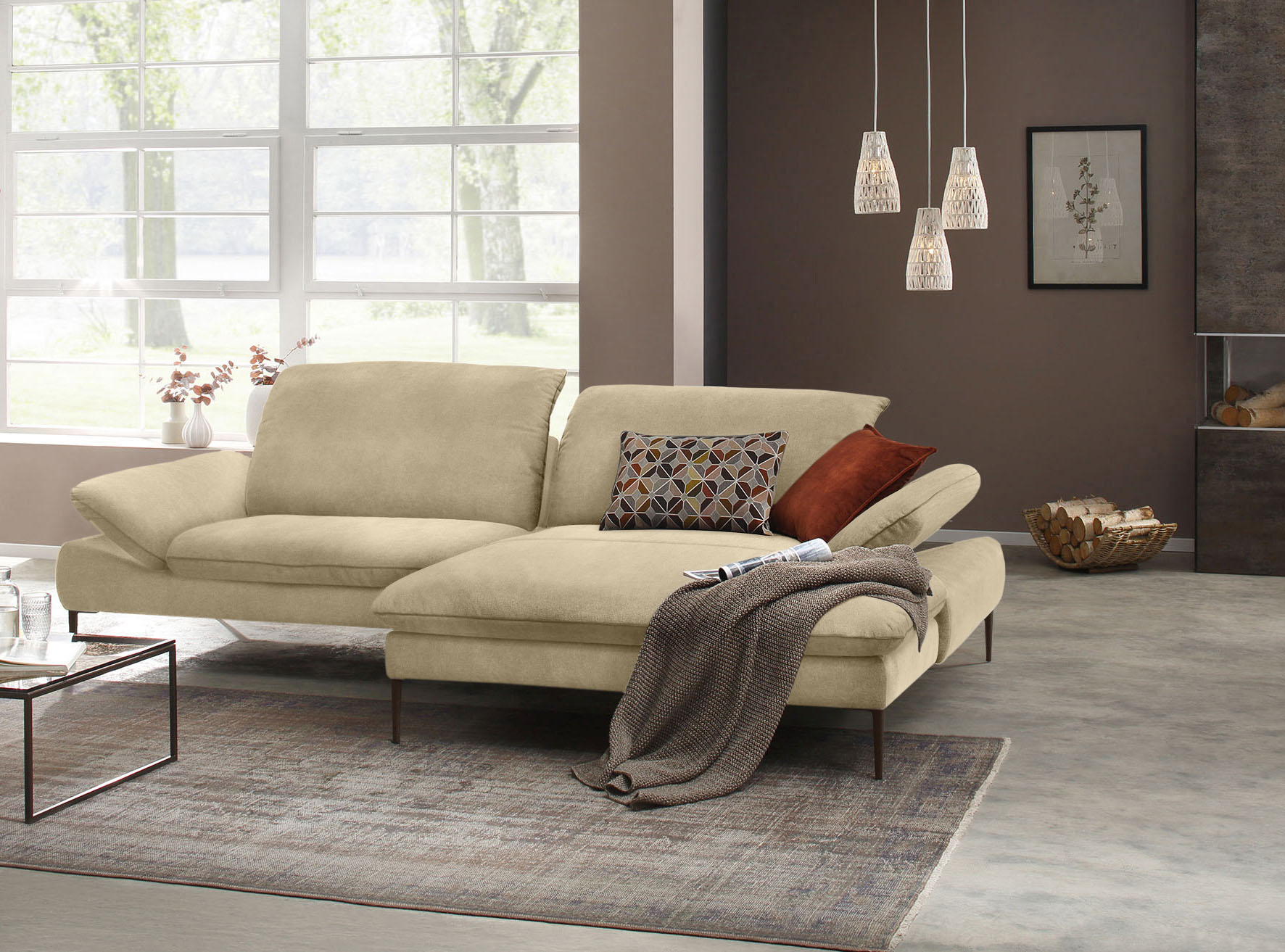 W.SCHILLIG Ecksofa "enjoy&MORE, Designsofa, elegant und bequem, L-Form" Sitztiefenverstellung, Füße bronze pulverbeschichtet, Breite 294 cm