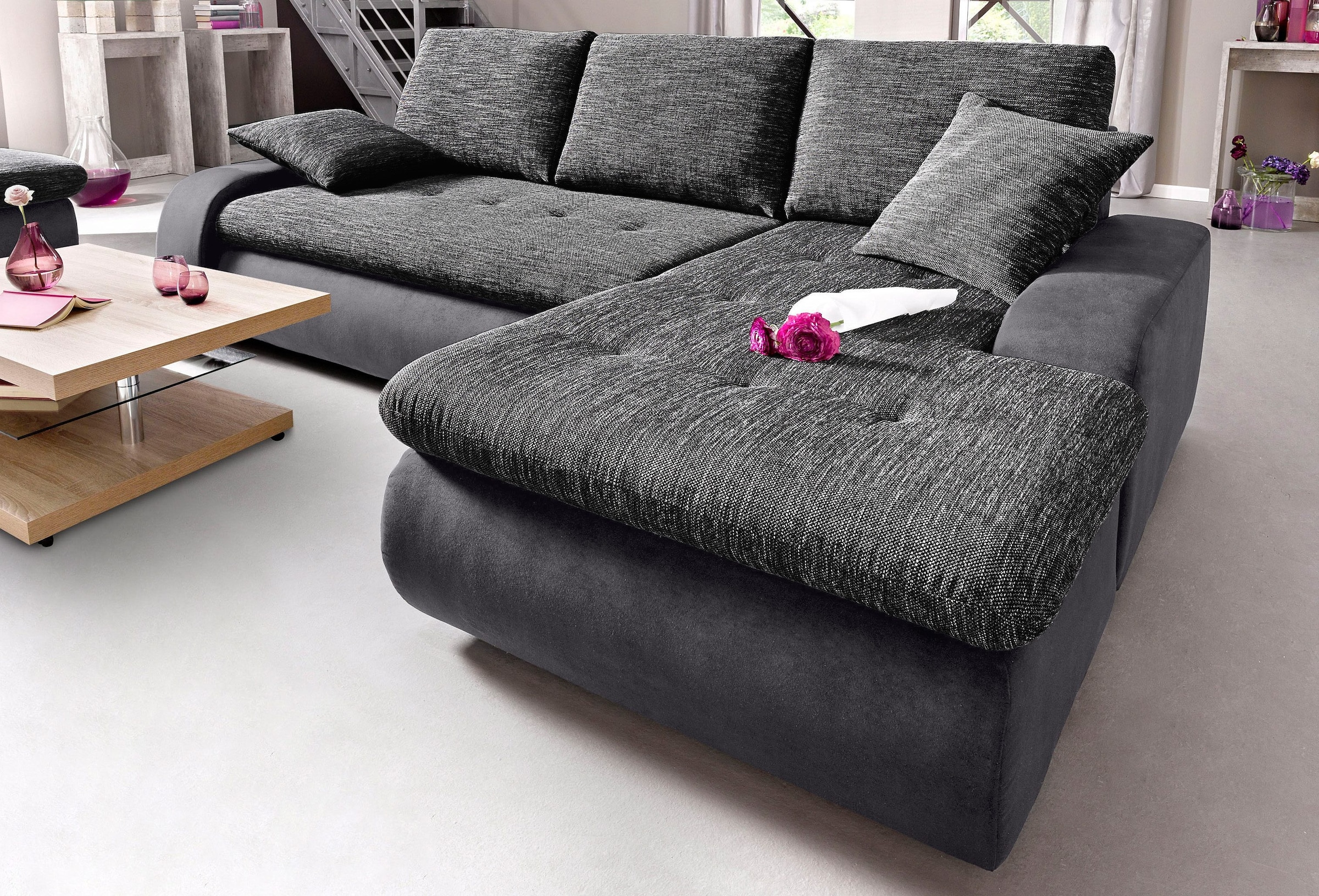 TRENDMANUFAKTUR Ecksofa »Indie, modern und bequem, Materialmix, OTTOs Choice, L-Form«, wahlweise XL oder XXL