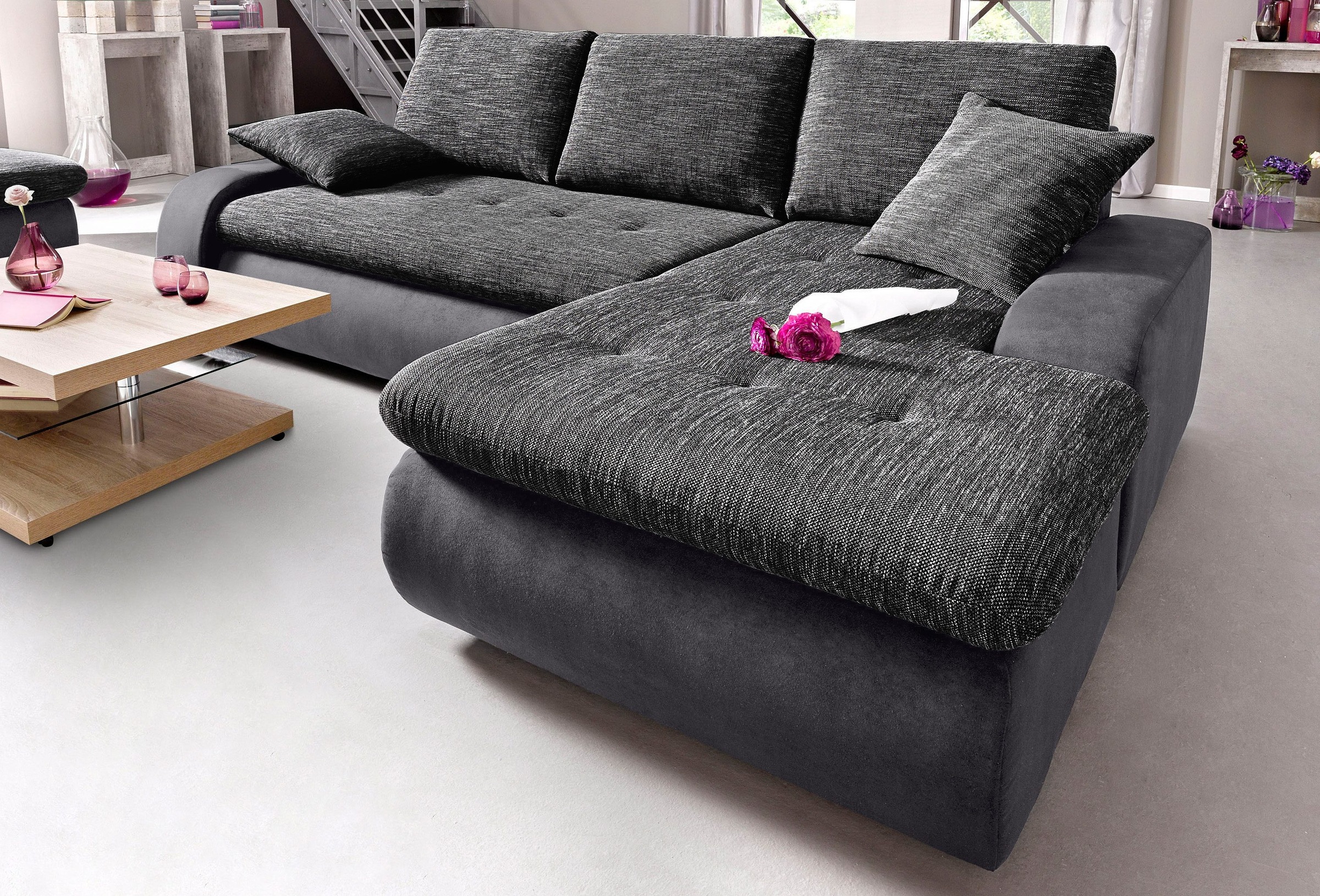 TRENDMANUFAKTUR Ecksofa "Indie, modern und bequem, Materialmix, L-Form", wa günstig online kaufen