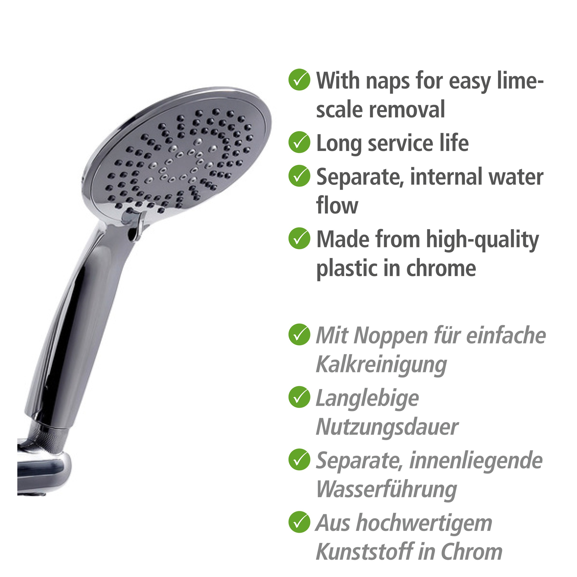 WENKO Stangenbrause-Set »Young«, Chrom, Länge Stange: 66 cm
