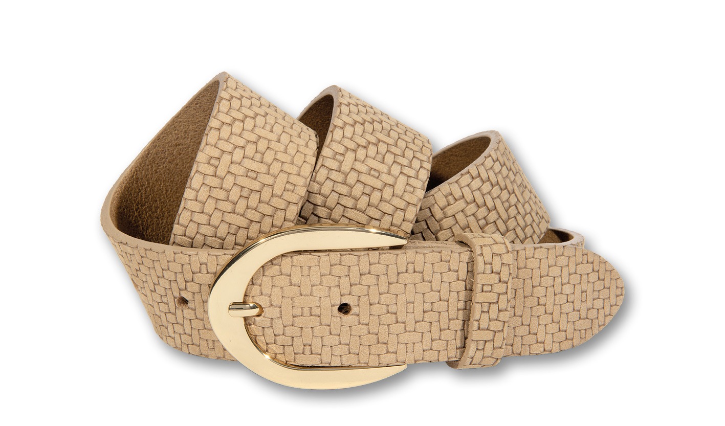 Ledergürtel SILBERGIFT "Ledergürtel mit junger stylischer Flechtstruktur", Damen, Gr. 80, beige, Rindsleder, Gürtel Ledergürtel