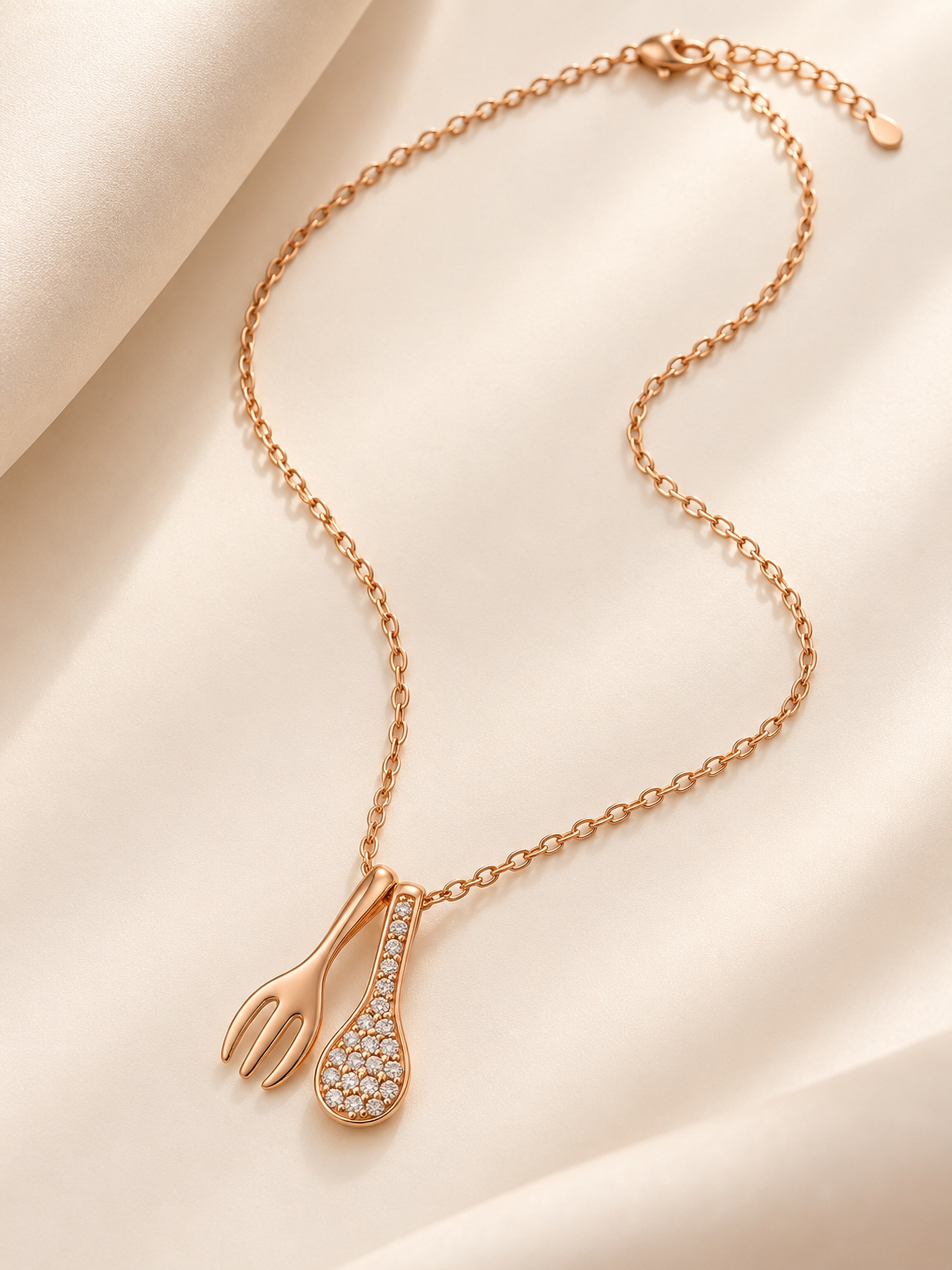 COLLEZIONE ALESSANDRO Kette mit Anhänger »Gastro« mit Gabel und Löffel und Strass