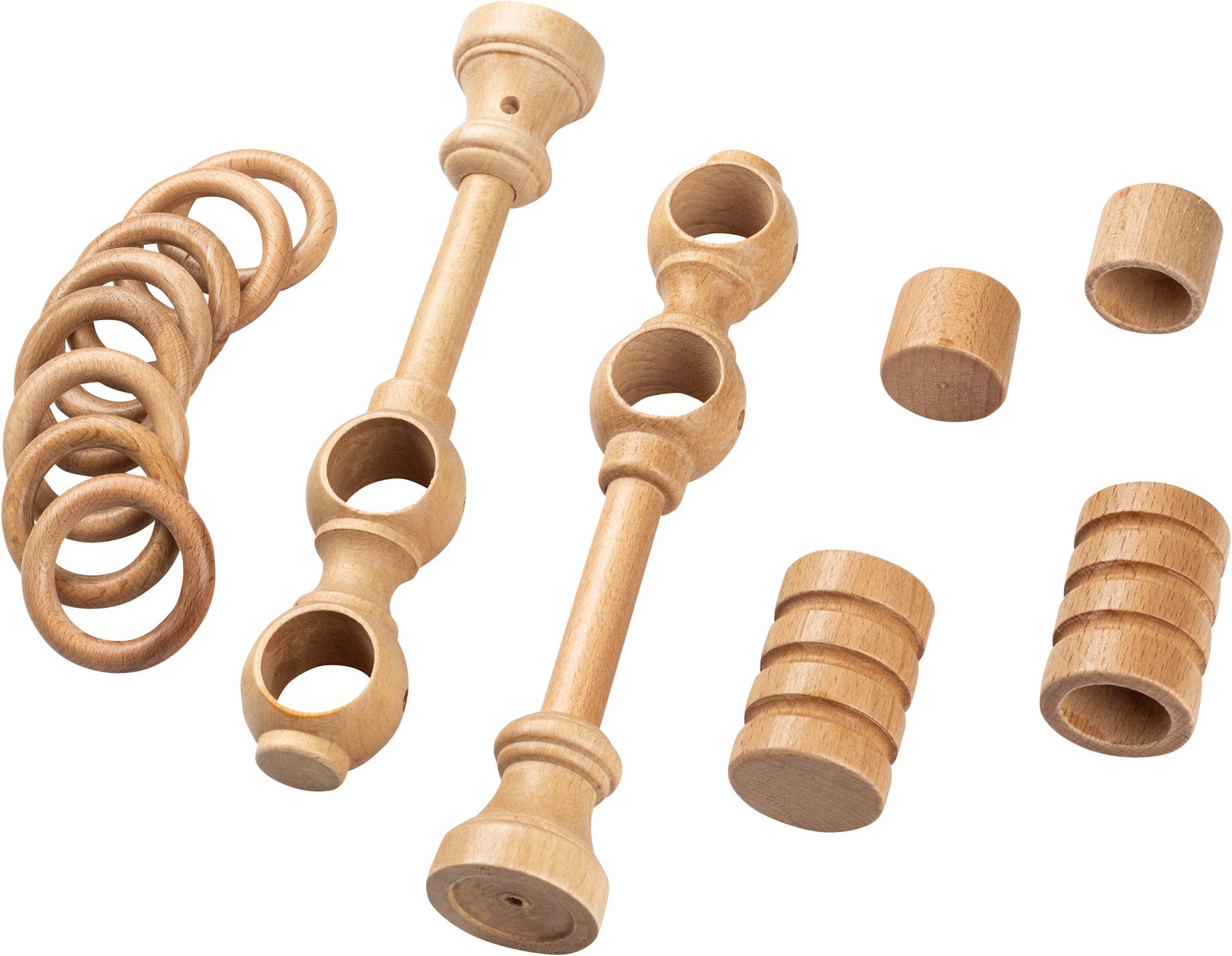 SN DECO GROUP Gardinenstange »Pisa« 2 läufig-läufig Fixmaß 28 mm, Holz, verschiedene Längen und Farben, Komplettset