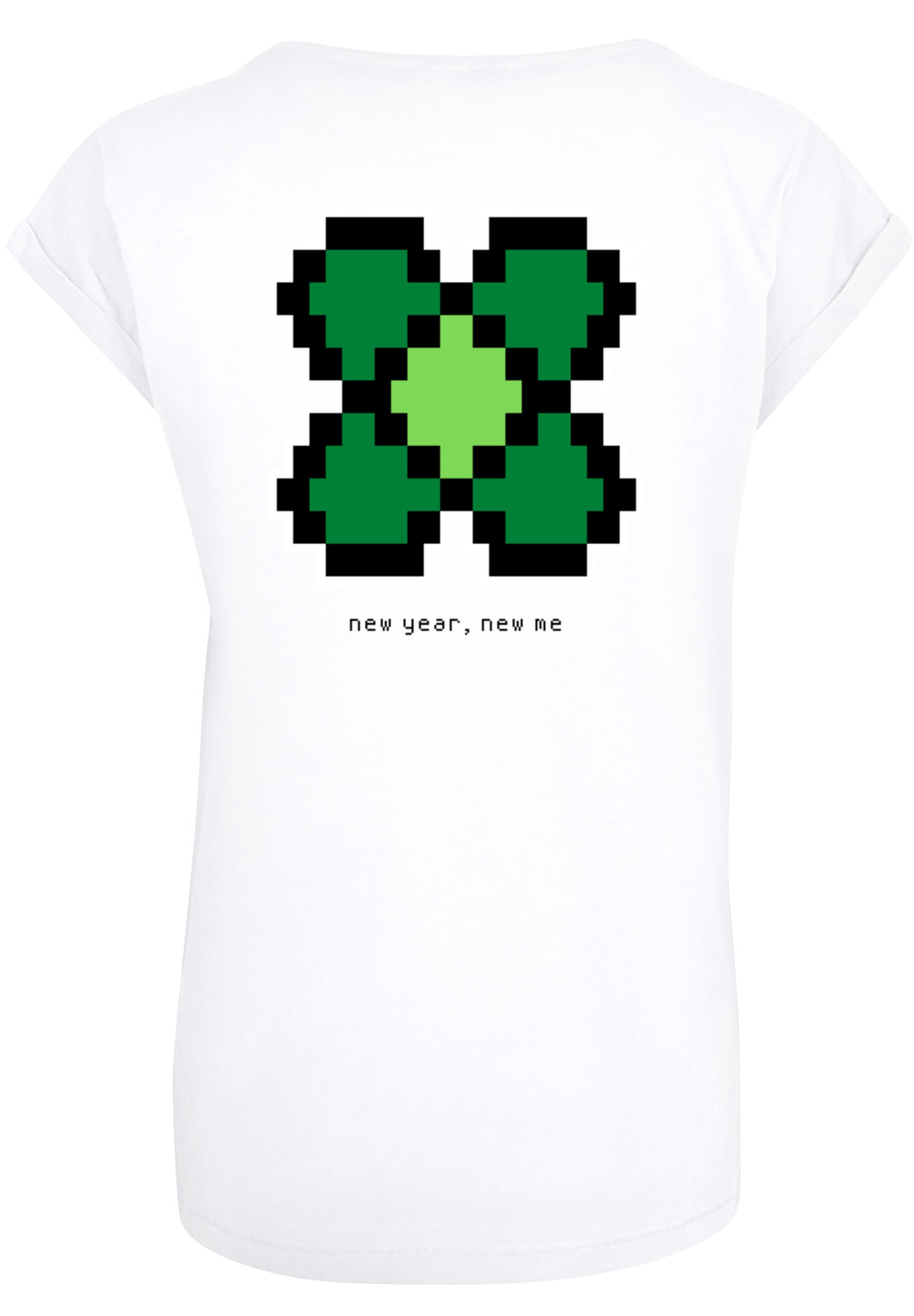 F4NT4STIC T-Shirt »Silvester Happy New Year Pixel Kleeblatt«, Print