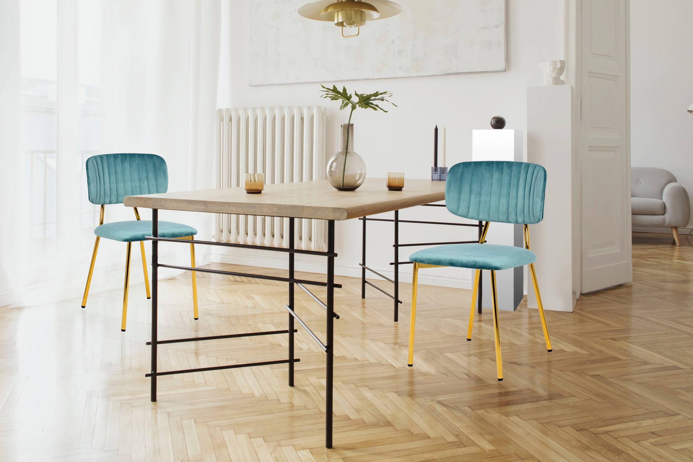 Kayoom Esszimmerstuhl "Stuhl Kian 125 2er-Set,filigranes Metallgestell,pfle günstig online kaufen