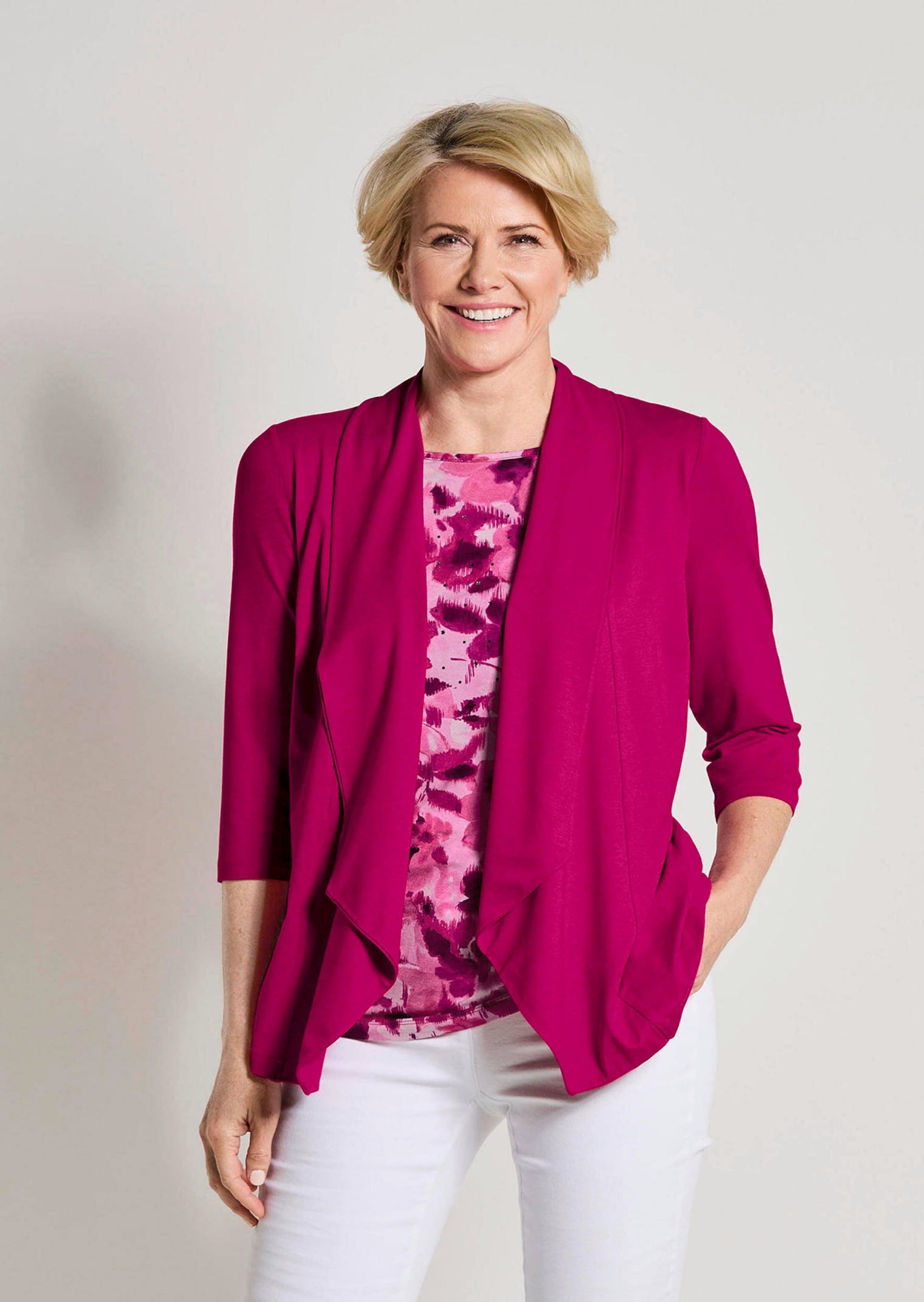 GOLDNER Langarmshirt »Viskoseshirt in Twinset-Optik« Ton in Ton Hotfixe am Druck