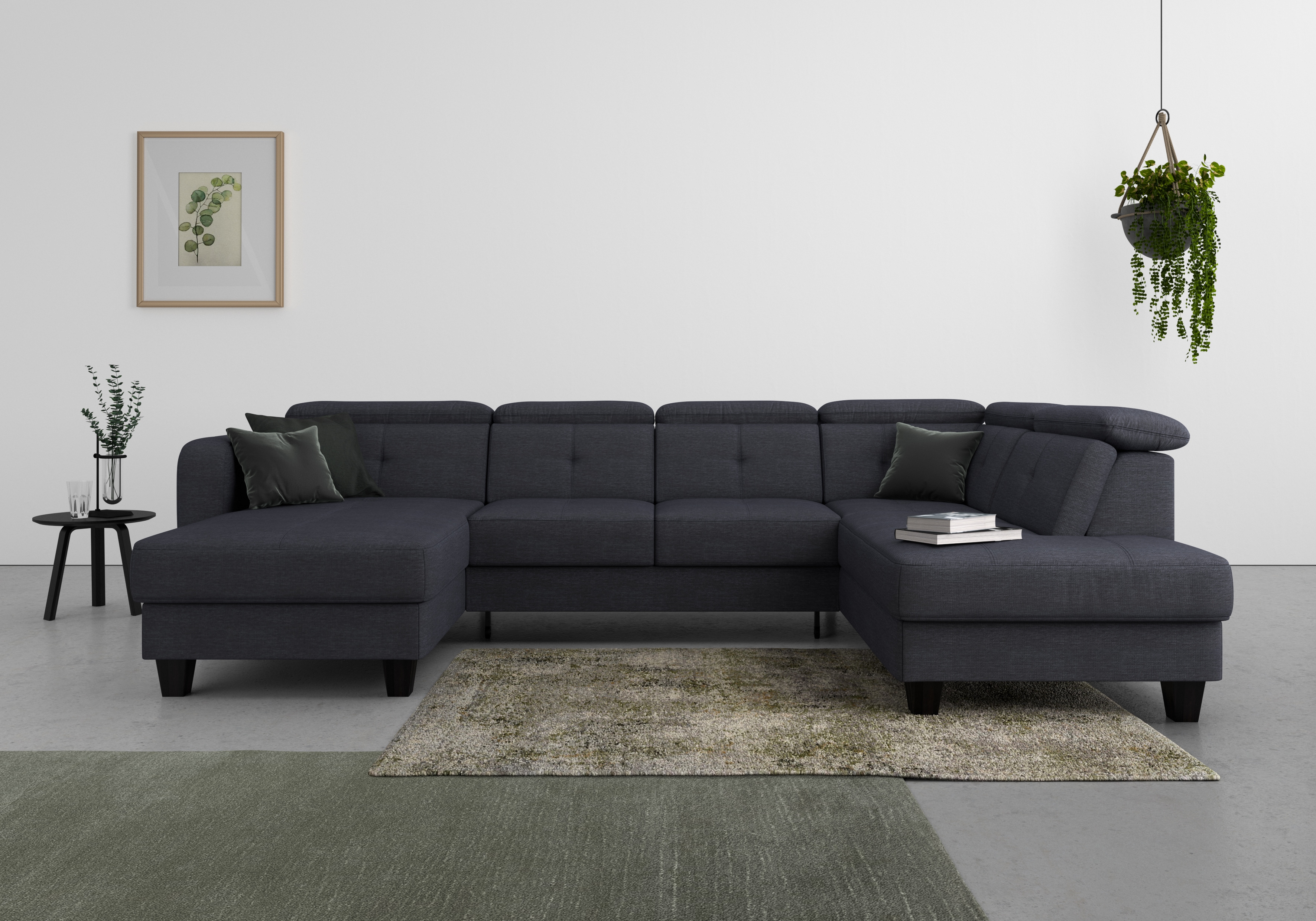 sit&more Wohnlandschaft "Belluci U-Form" Kopfteilverstellung und Federkern, wahlweise mit Schlaffunktion