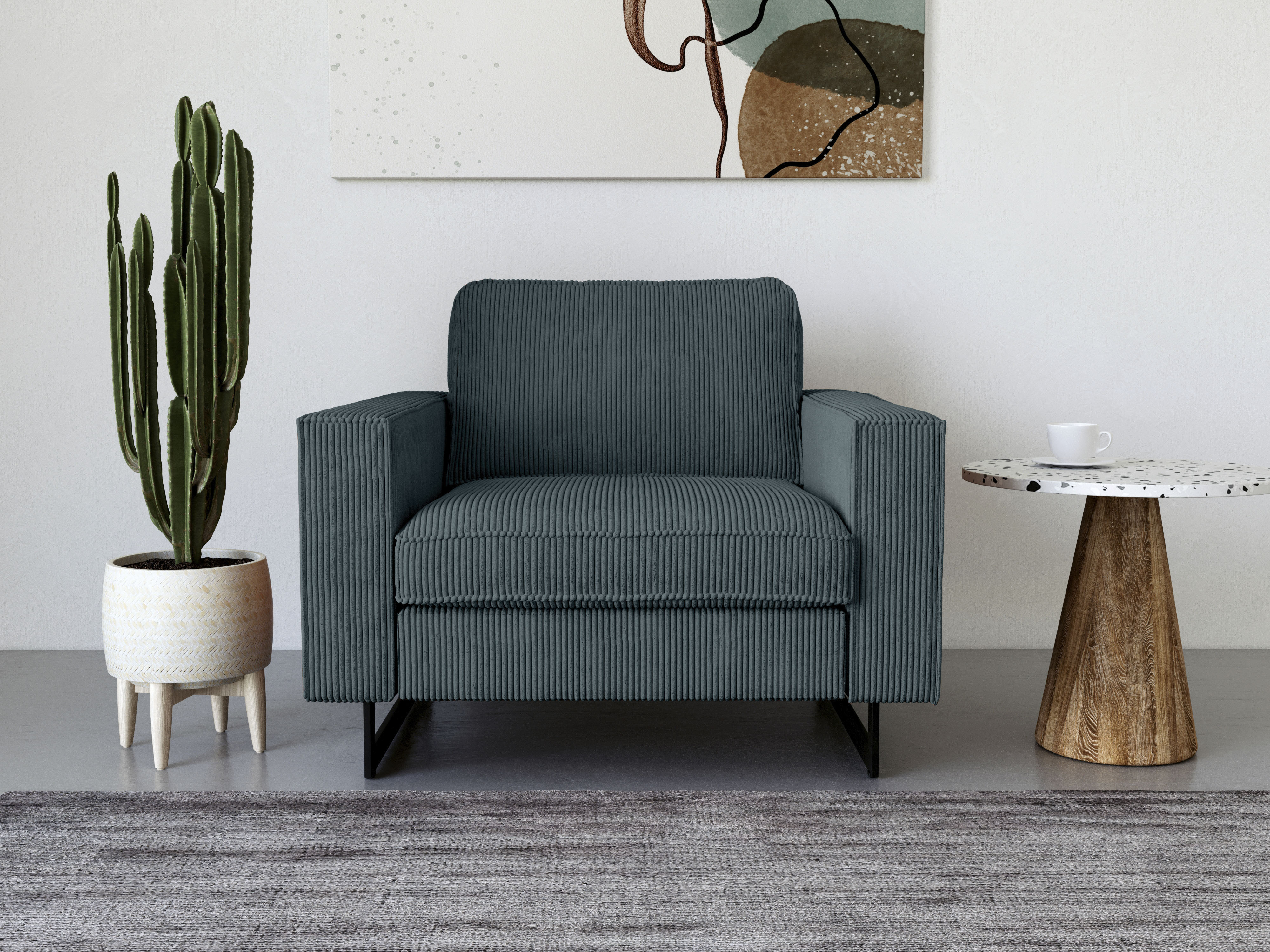 OTTO home Loveseat "Pinto 105 cm, Cord, Chenille, Lederoptik" mit Keder, Metallfüßen und auch in Cord Bezug erhältlich